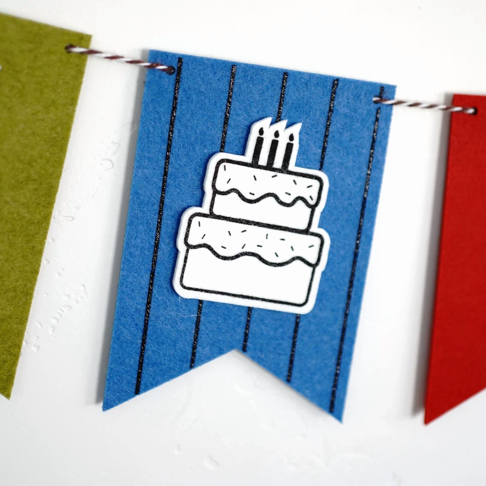 FLINT Happy Birthday Banner (Pinstripe Cake, 1 Count) 1vhlz
