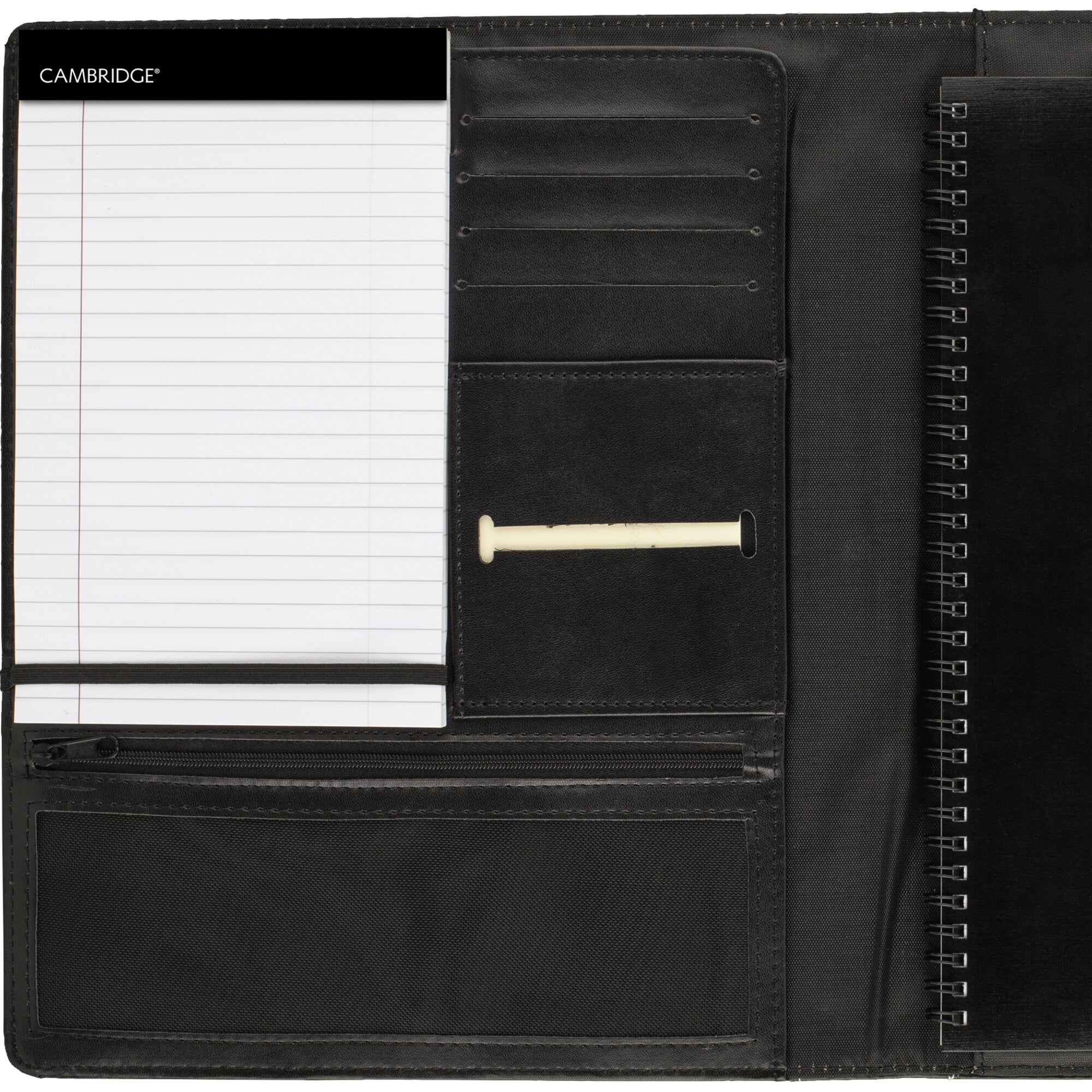 Mead Cambridge Limited Faux Leather Refillable Notetaker, Professional Business Notebook (Black, 8.5 in x 11 in) zd48y