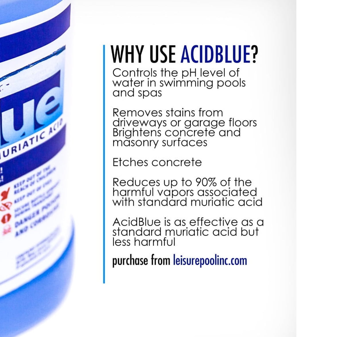 Champion AcidBlue Muriatic Acid Pool pH Balancer and Concrete Cleaner (1 gal) bvhx9