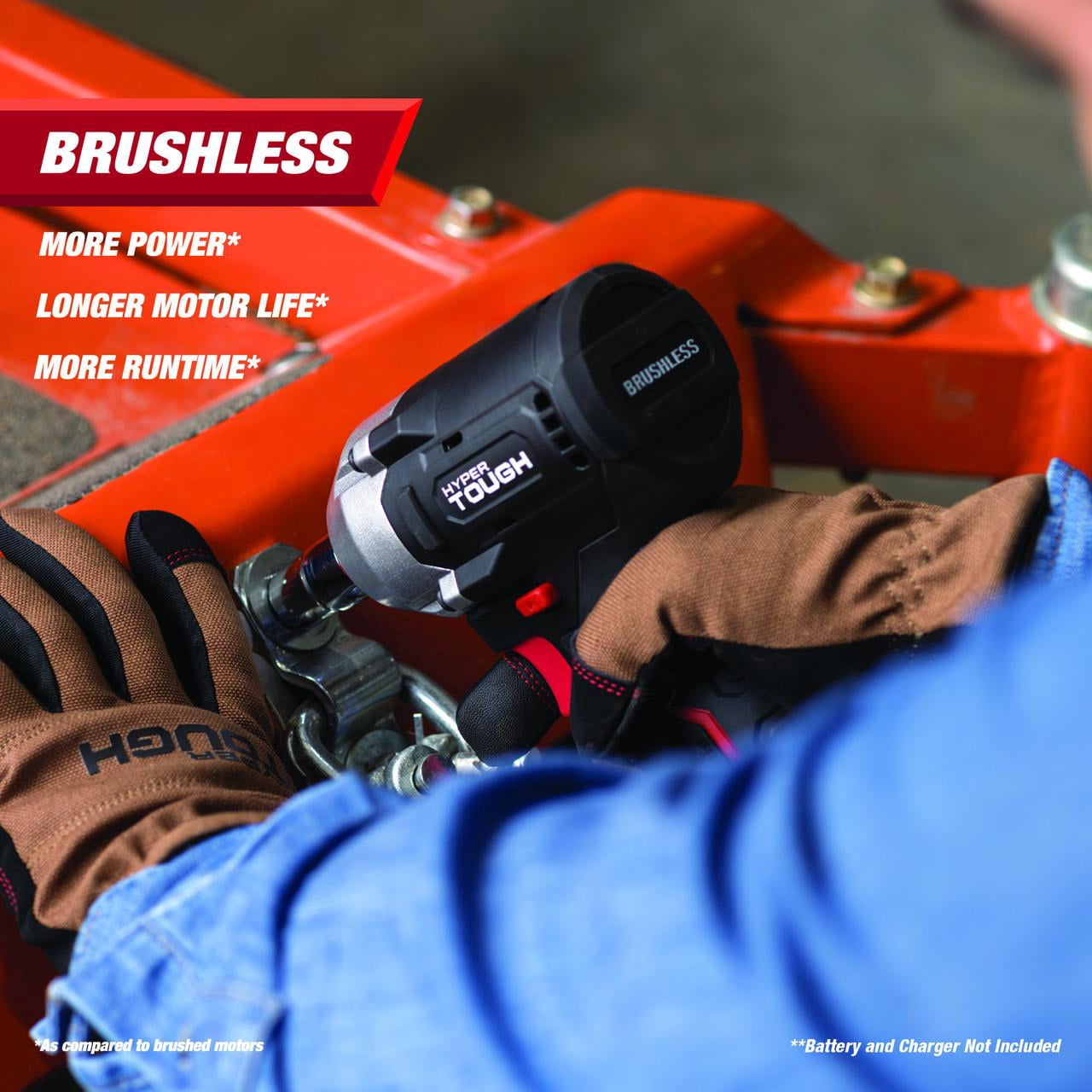 Hyper Tough 20V Max Brushless Cordless Impact Wrench 1/2-inch Drive 350 ft-lbs Torque (Black, Tool Only) i7nv4
