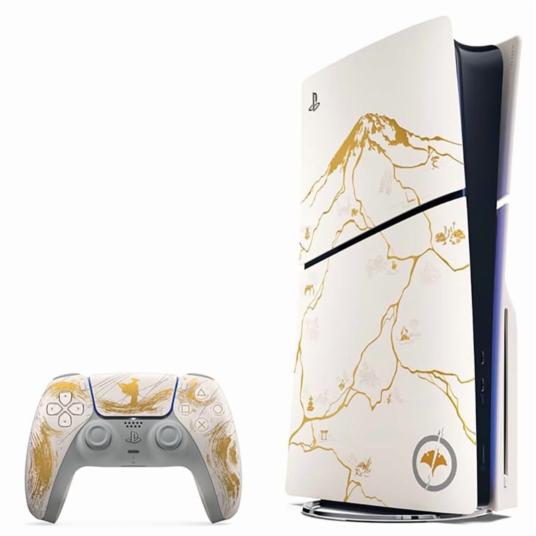 Sony PlayStation 5 Ghost of Yotei Disc Console Bundle with Extra Controller (Glacier White, 1 Pack) qyz0x