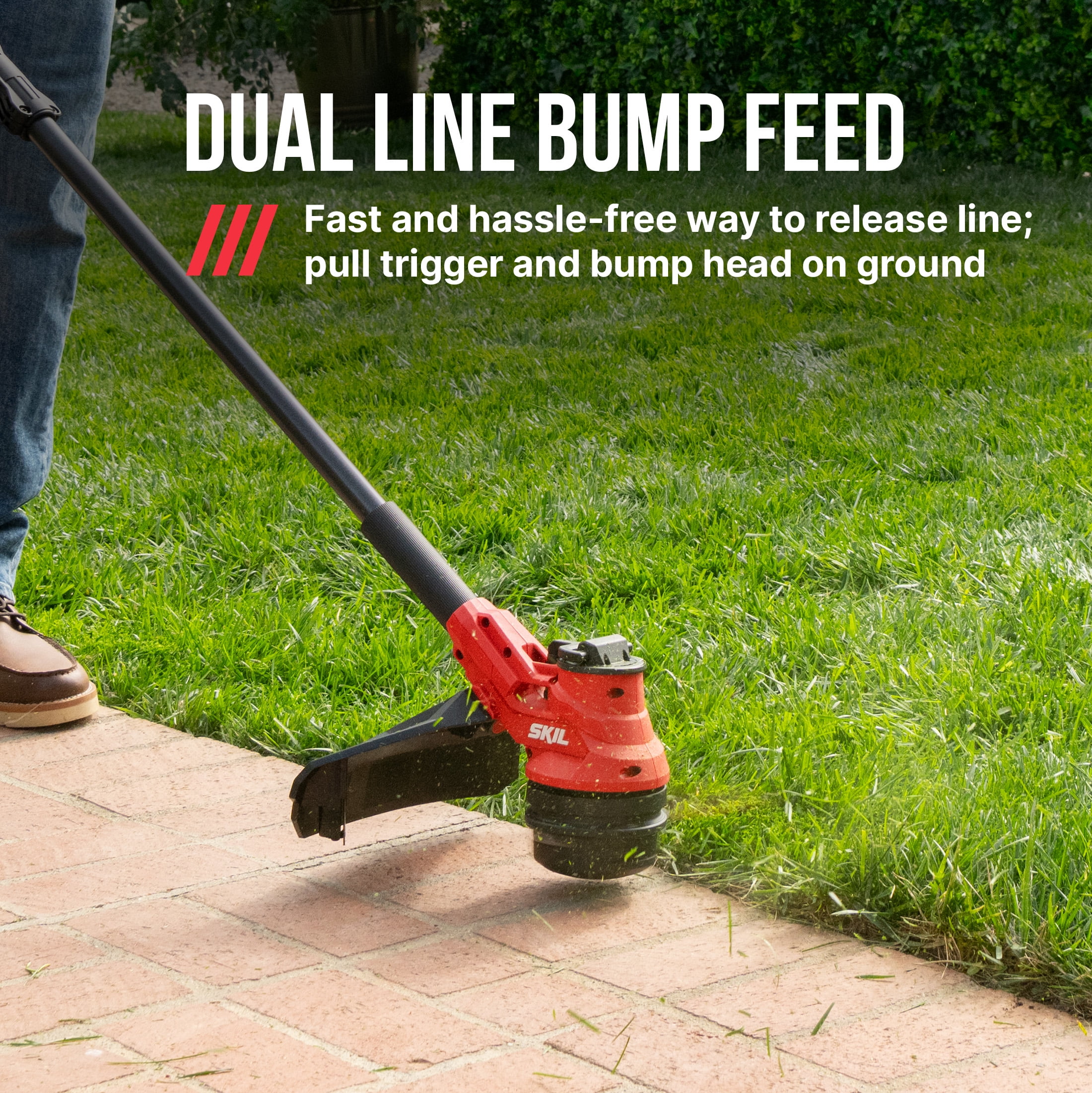 SKIL PWR CORE 40V Brushless 15-Inch String Trimmer Kit with 2.0Ah Battery and 60W Charger (Red, 15 in) adjg5