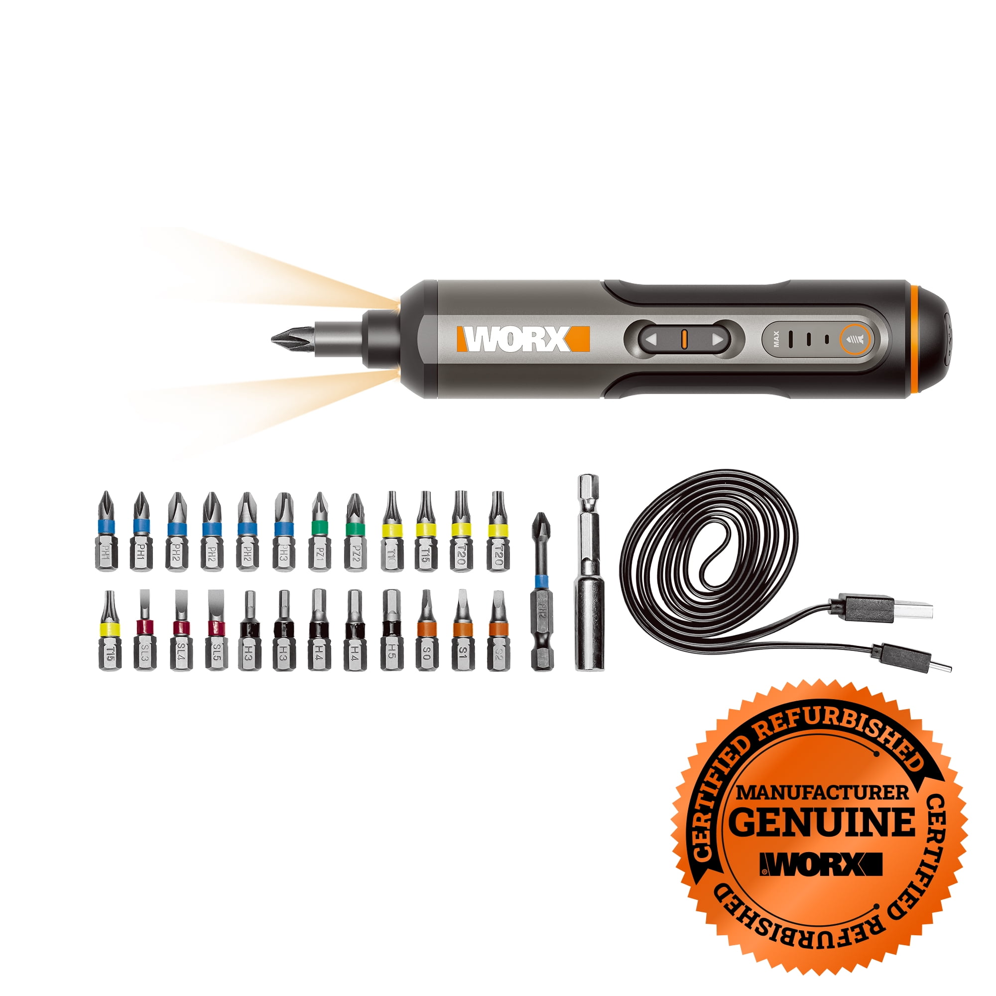 WORX WX240L.1 4V Cordless 3-Speed Screwdriver Kit with 26 Accessories (Manufacturer Refurbished) mwglk