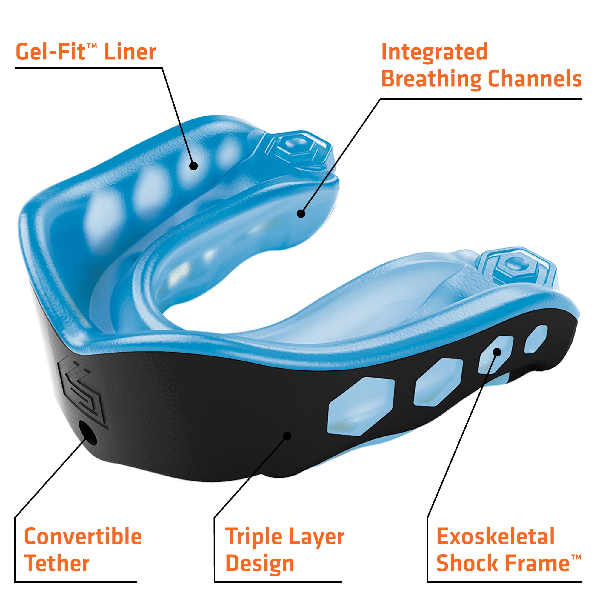 Shock Doctor Gel Max Mouthguard (Blue, Youth) trw0h