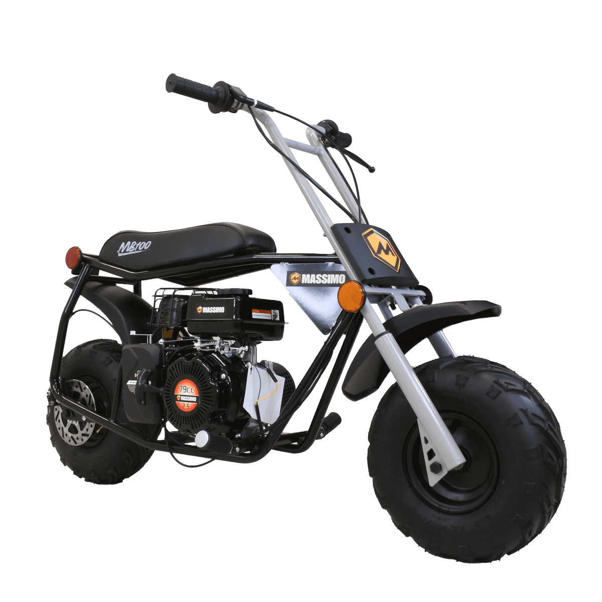 Massimo MB100 Minibike 79cc 2.5HP Gas Powered Off-Road Trail Bike (Black, 50 in x 24.2 in x 34.6 in) y0017