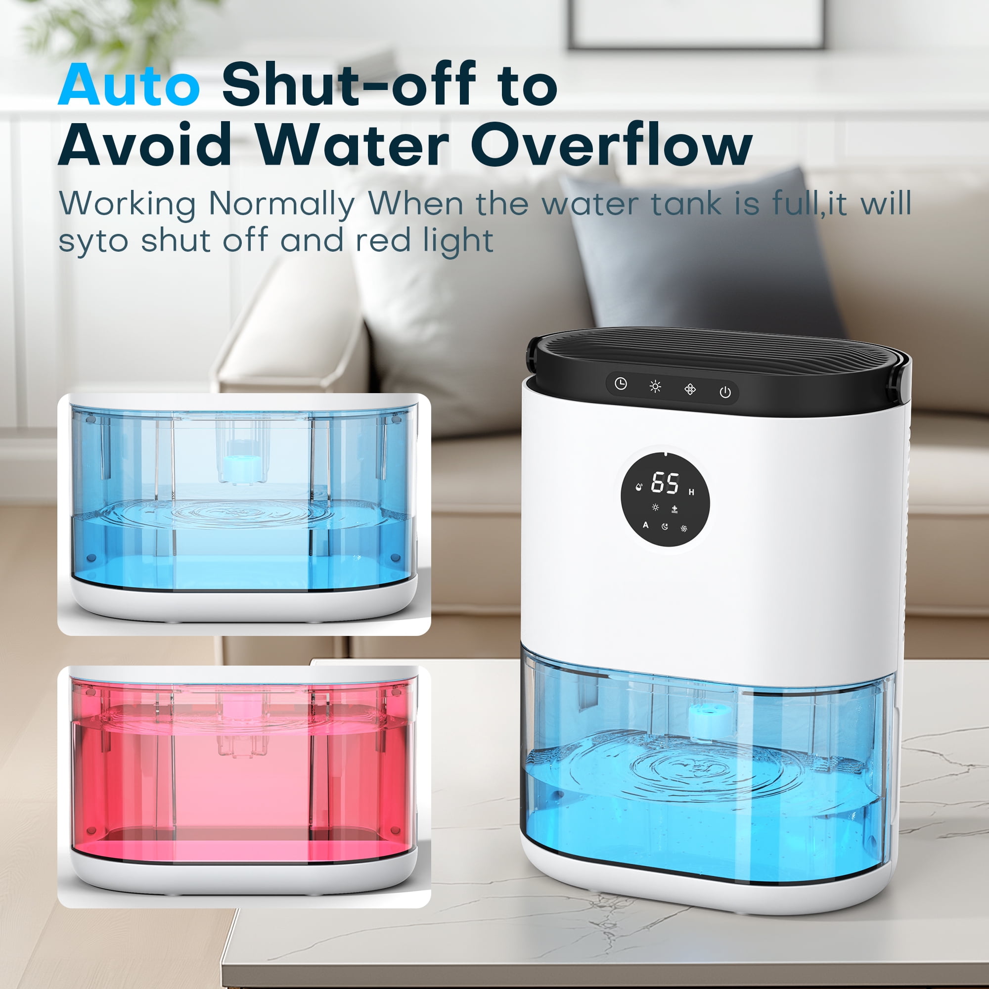 ALROCKET Electric Dehumidifier for Home, Ultra-Quiet Portable Moisture Remover with Auto-Off (80 oz) zsnqk