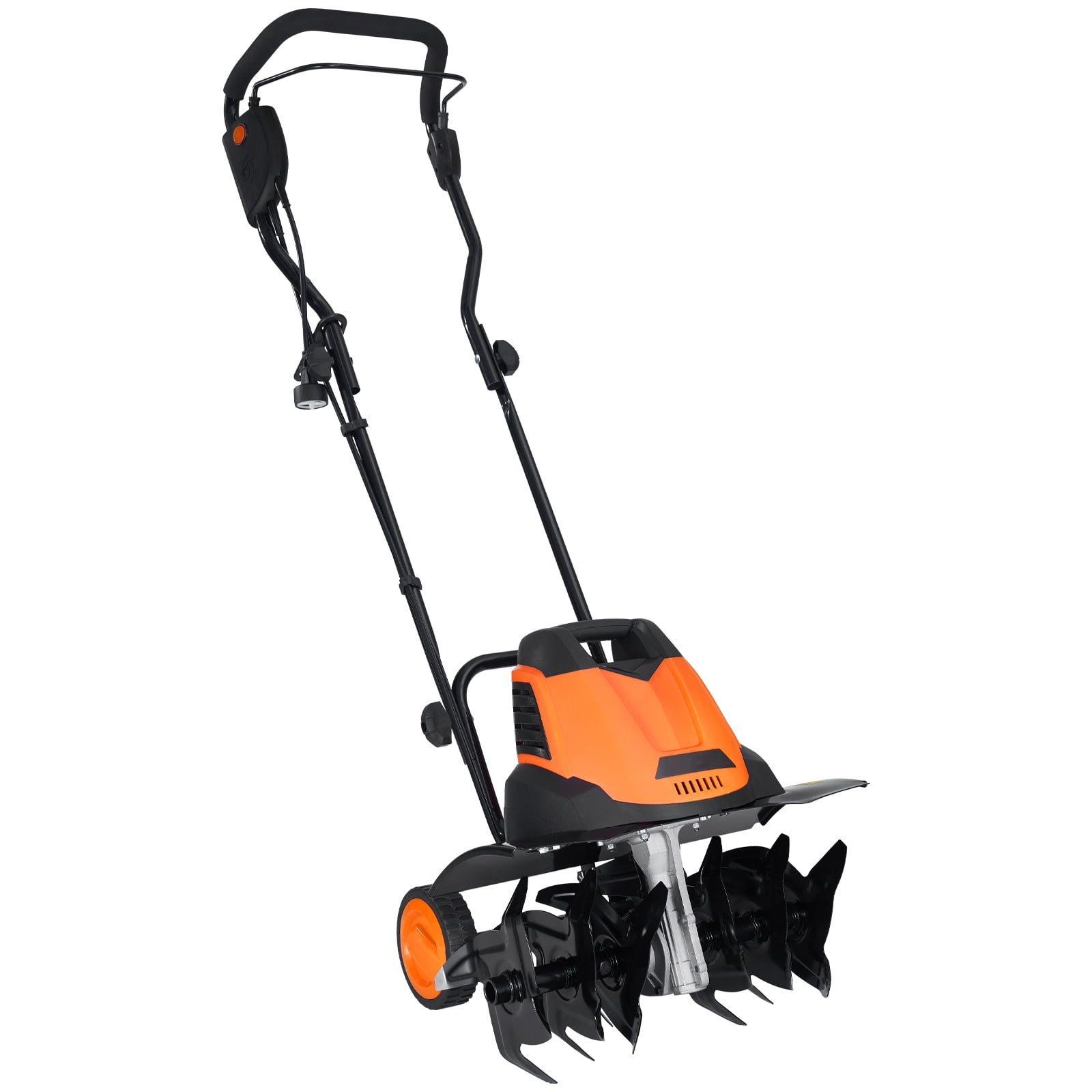 KFFKFF Electric Tiller and Cultivator, 12 Amp Corded Rototiller with Steel Tines for Garden Soil Excavation (18 in Width, 3.94 in Depth) ohikk