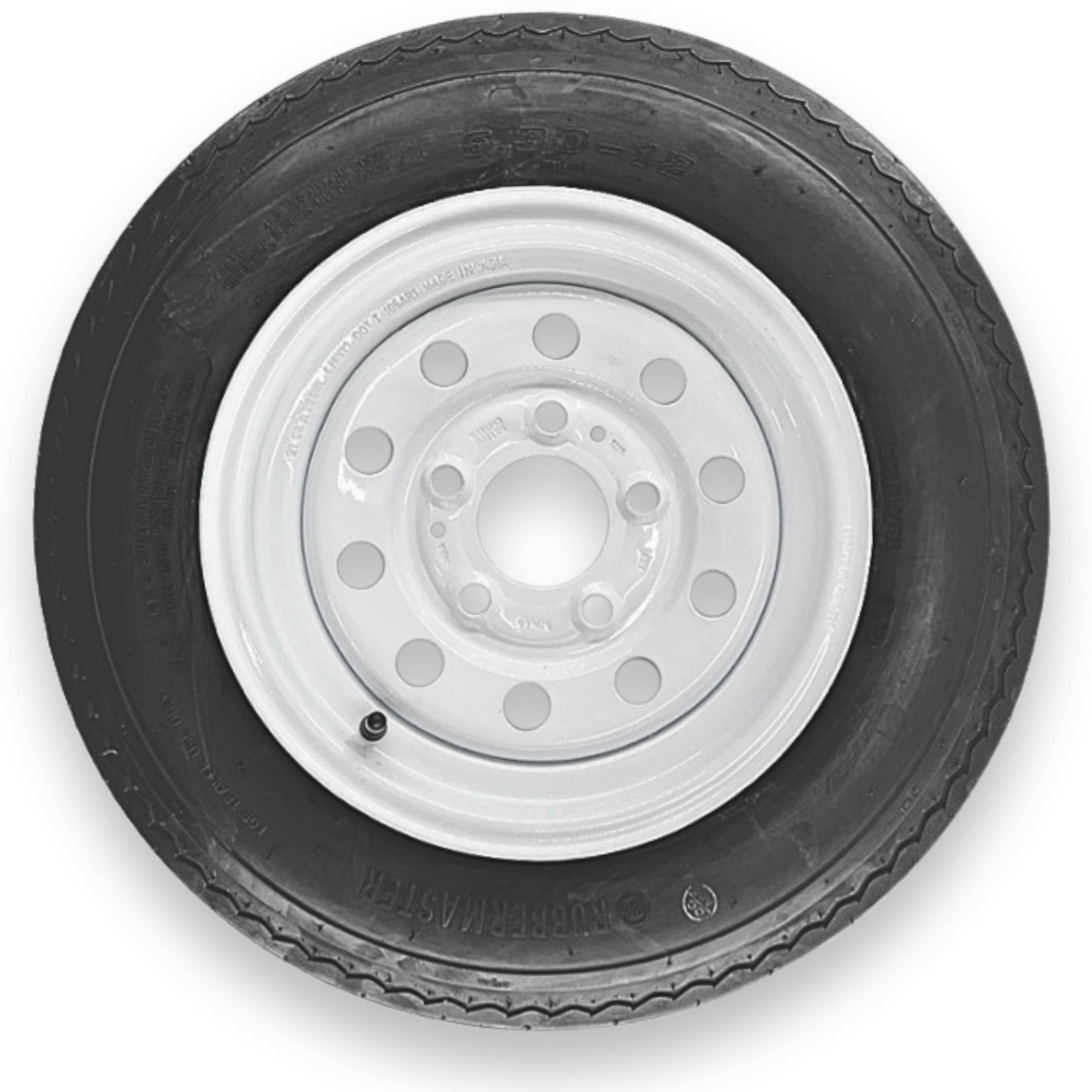RubberMaster 5.30-12 6 Ply Highway Rib Tire and 5 on 4.5 Modular Wheel Assembly (White, 5.30-12) g7041