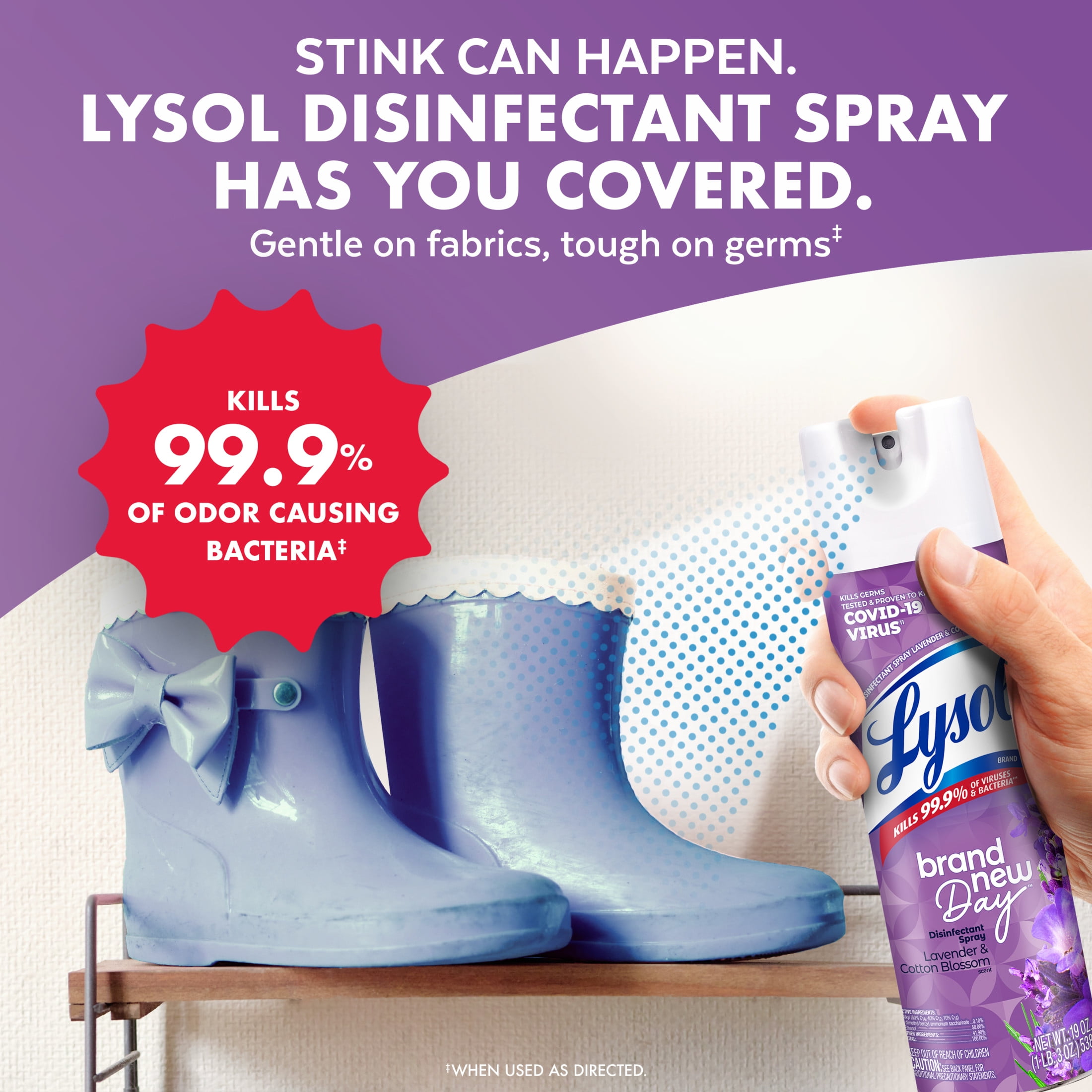 Lysol Disinfectant Spray, Antibacterial Surface Sanitizer, Lavender & Cotton Blossom (12.5 oz) 6uwya