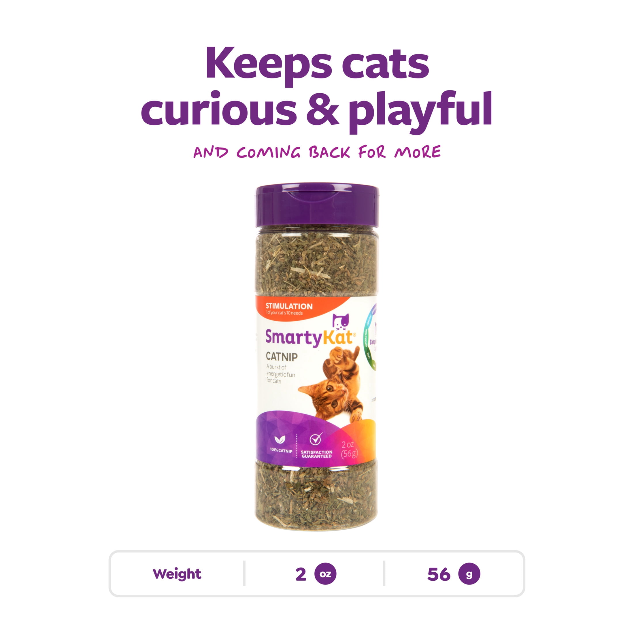 SmartyKat Organic Catnip for Cats, Premium Potent Herb for Playtime Stimulation (2 oz) 2ym5j