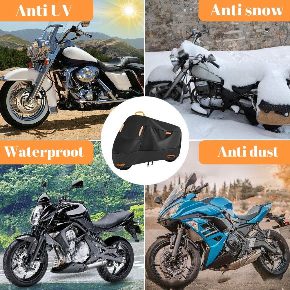 Kepeak Motorcycle Cover Heavy Duty All Weather Outdoor Protection (Black, 96 in) 58k84