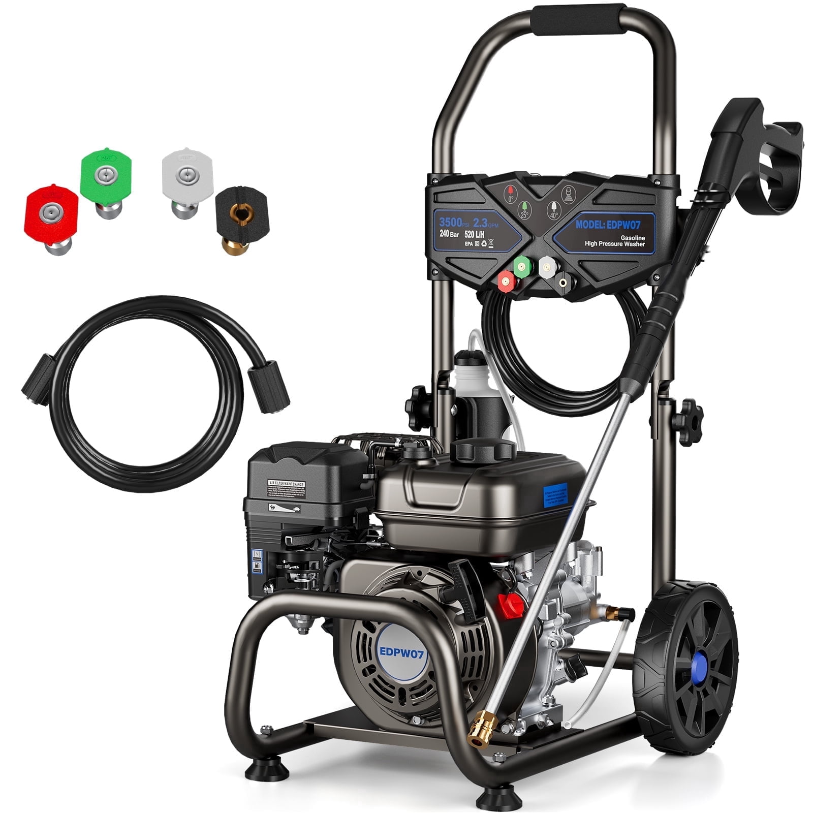 Efurden Gas Pressure Washer 3500 PSI 2.3 GPM with 209cc Engine (25 ft Hose, 4 Nozzles) mw1iy