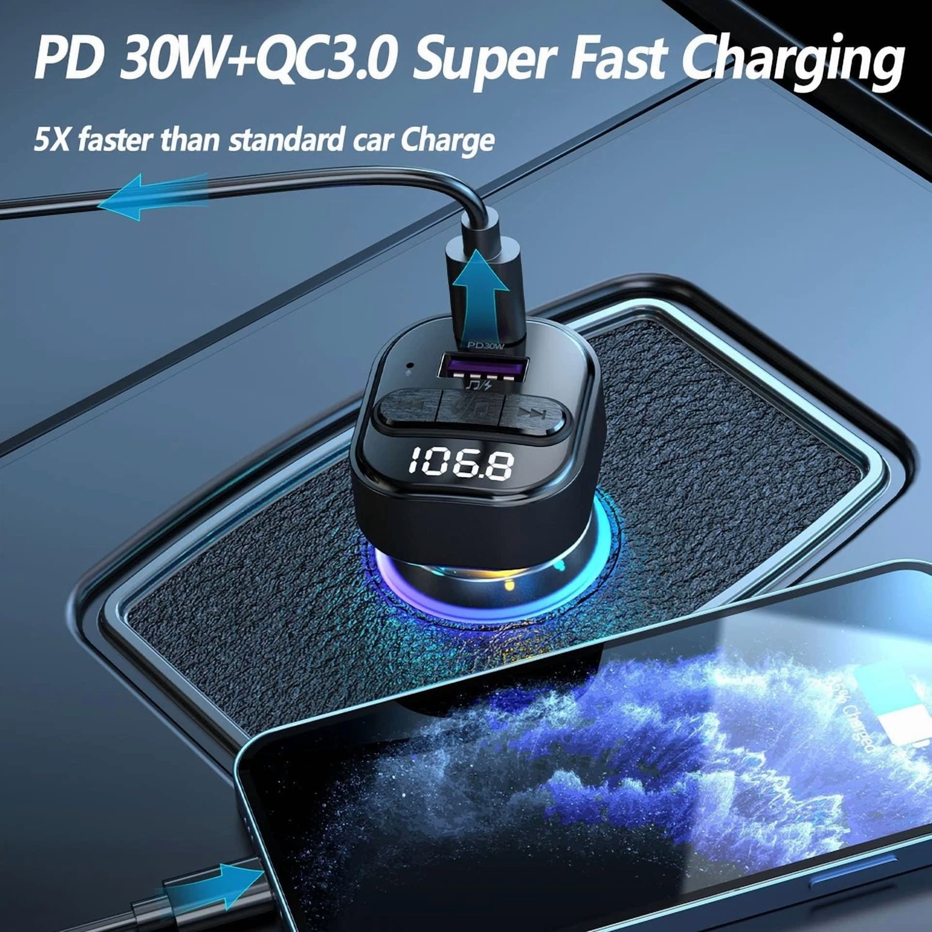 Rhea Car Charger with Bluetooth FM Transmitter and Hands-Free Calling (Universal, 1 Pack) npnxr
