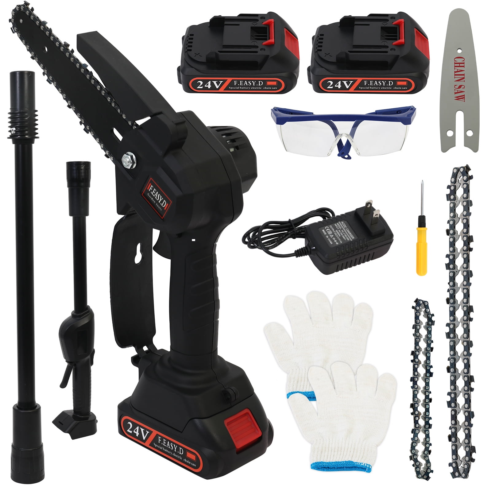 BAOKALER 2-in-1 Cordless Pole Saw and Mini Chainsaw, Telescopic Tree Trimmer for Yard Maintenance (Black, 3.5 ft to 6 ft) sn3sp