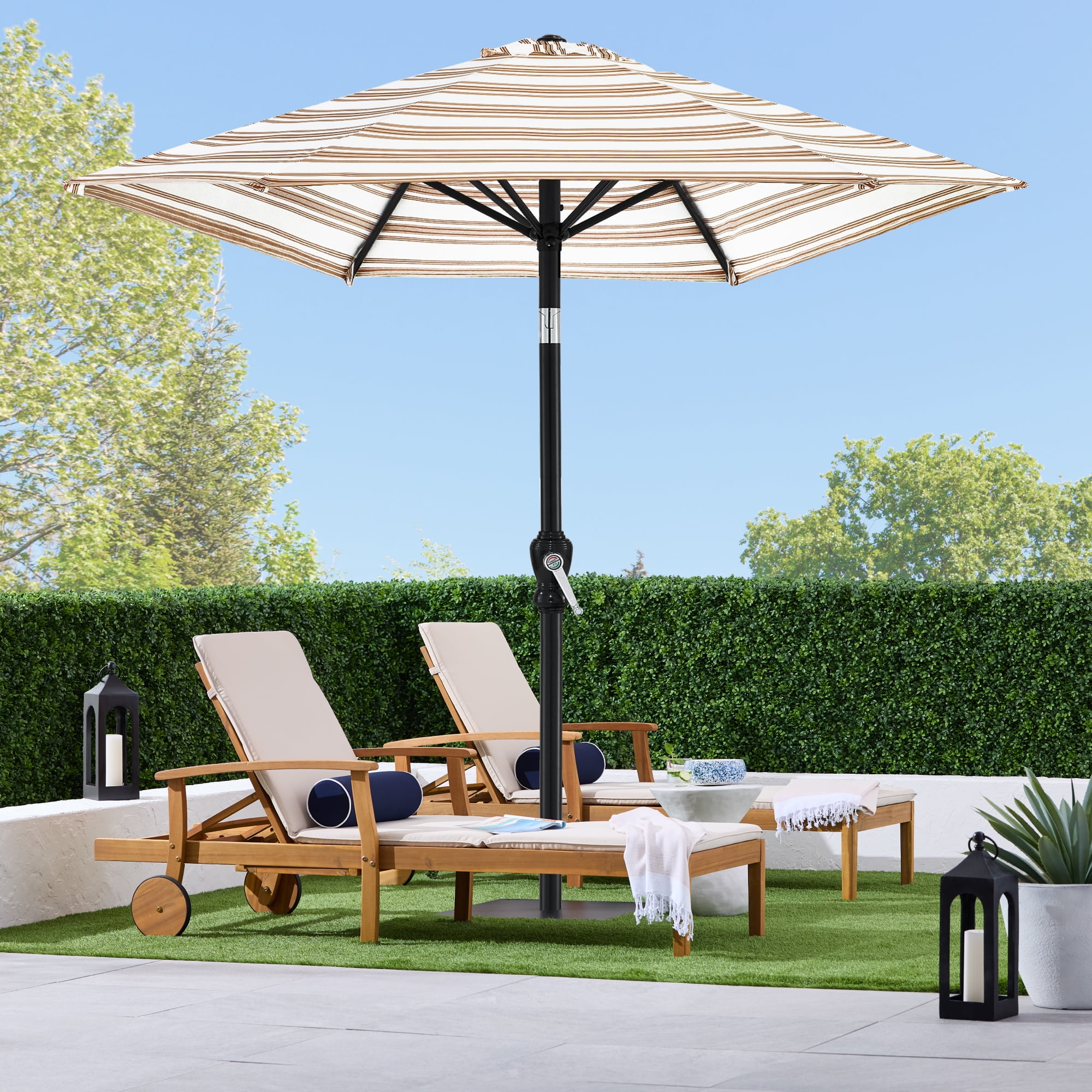 Best Choice Products 10ft Outdoor Steel Market Patio Umbrella with Crank and Tilt (Striped Tan, 10 ft) 6lwzg