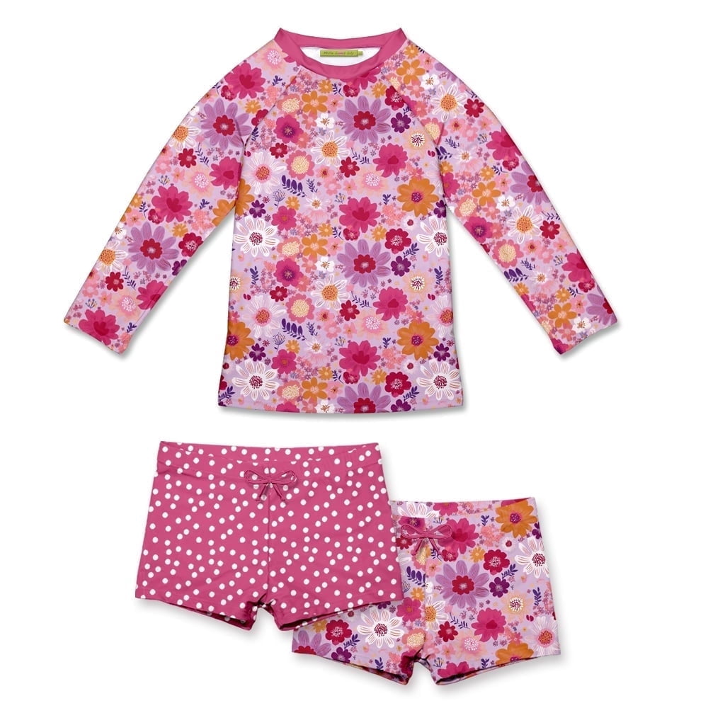 Millie Loves Lily Girls Floral Long Sleeve Rashguard Swim Set (Fuchsia, Size 8) iw3ga
