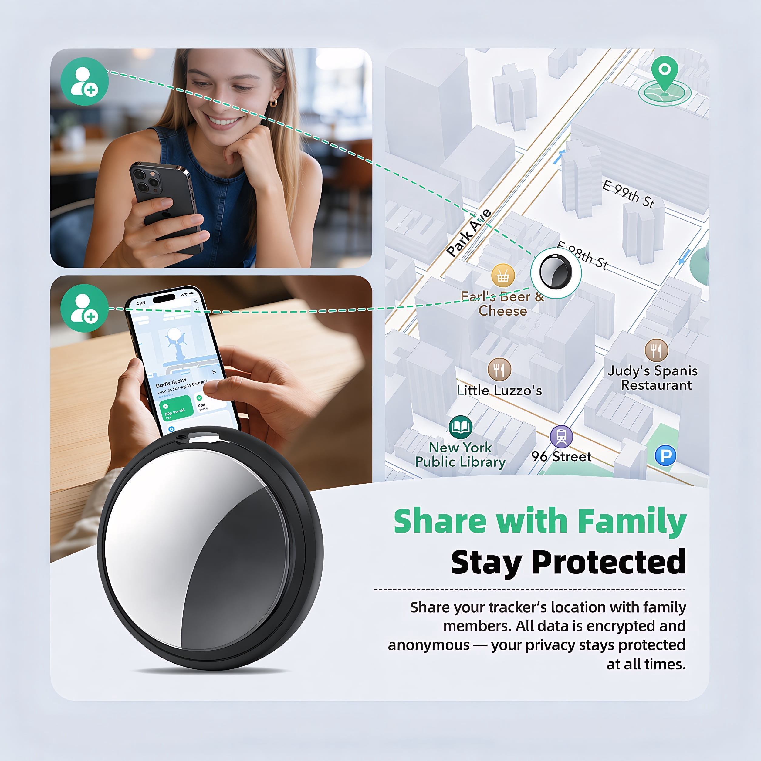 STARBIAO Bluetooth Tracker for Apple Find My, Waterproof Item Locator for Keys and Luggage (Black, 4 Pack) mxn4z