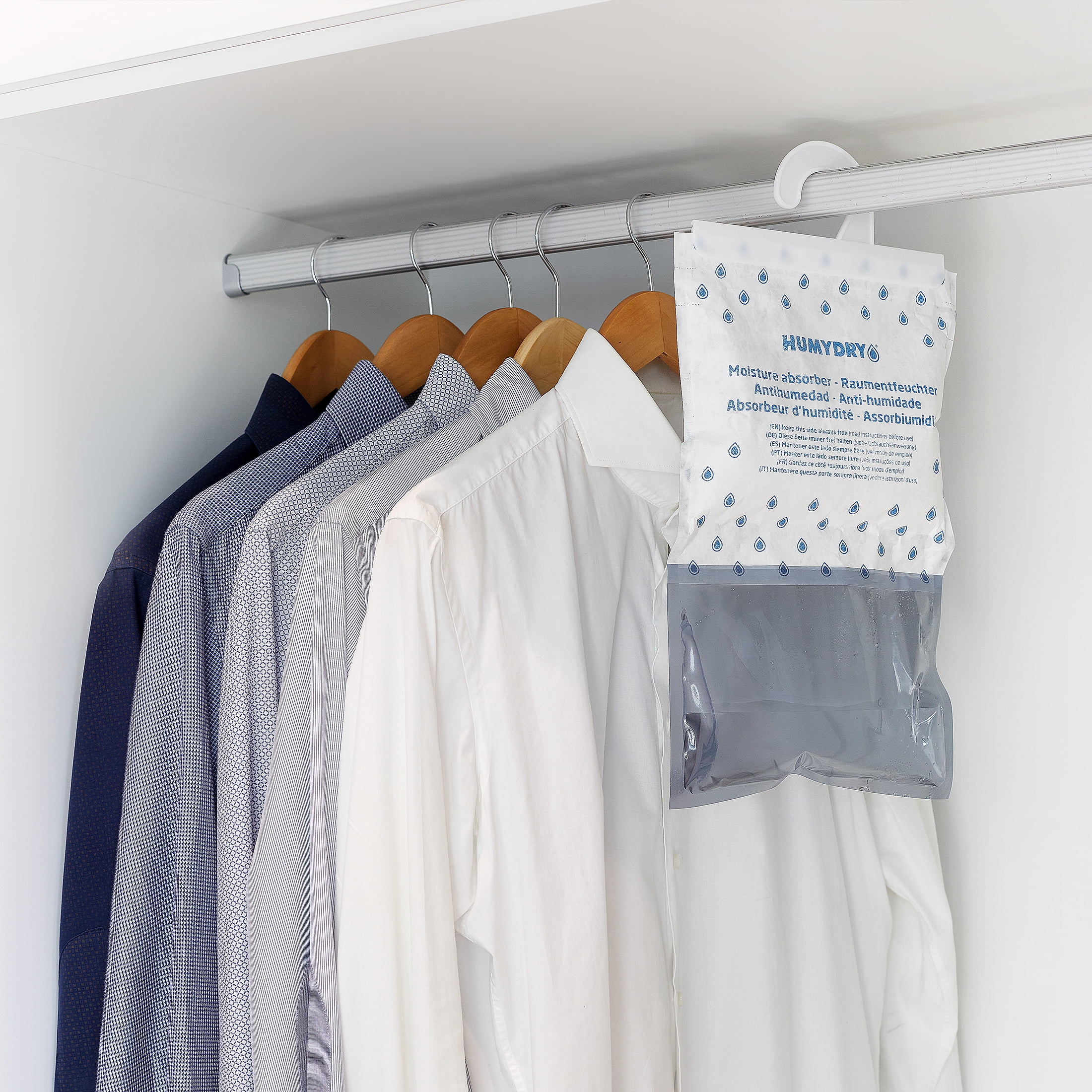 Humydry Moisture Absorber Hanging Bags, Odor Eliminator for Closets, Unscented (2 Pack of 3, 15.9 oz each) 17toa