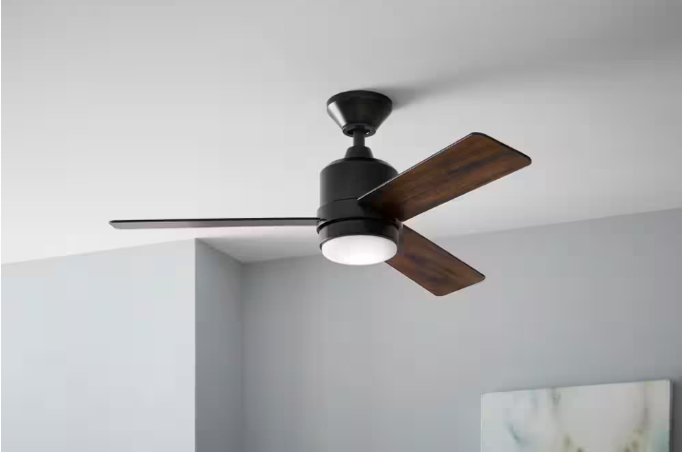 Hampton Bay Castlegate 44 in. Indoor LED Ceiling Fan with Light Kit and Remote (Black, 44 in.) yattj