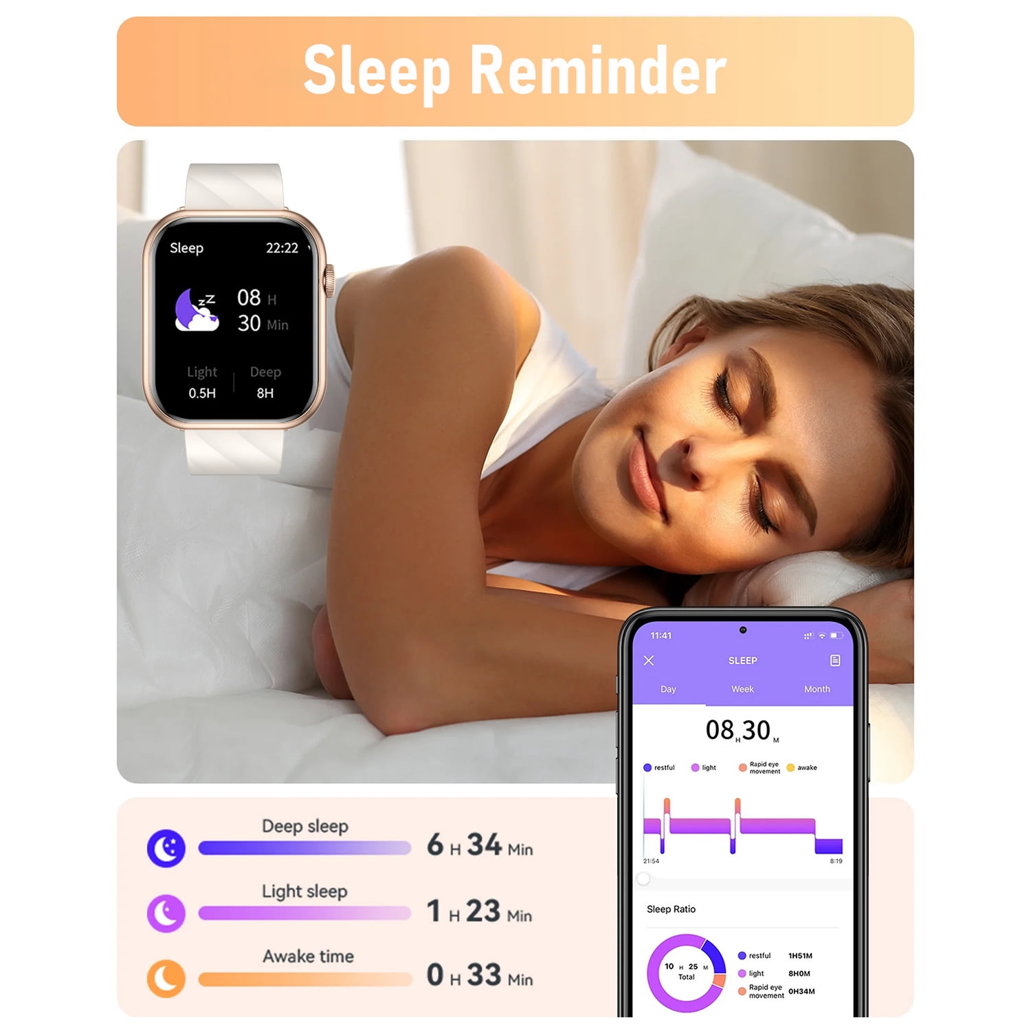 Visentor Smart Watch Fitness Tracker with Bluetooth Calling and 4 Interchangeable Bands (Gold, 1.96 in) r3ihs