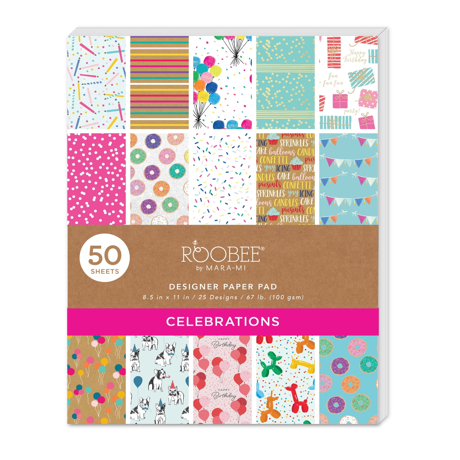 Roobee by Mara Mi Celebrations Decorative Cardstock Paper Pad (Multi-color, 8.5 in x 11 in, 50 Sheets) idngf