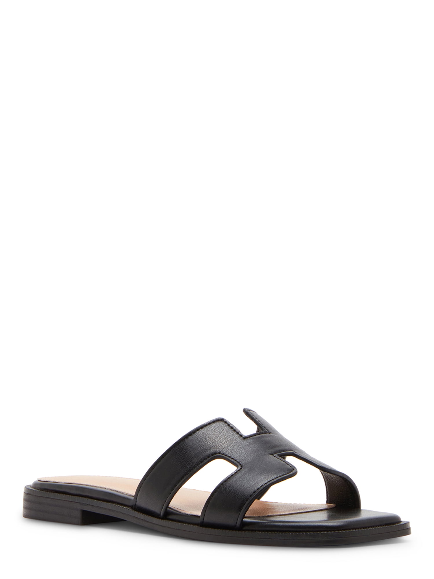 Madden Girl Women's Hailey Flat Slide Sandal (Black, 8) 39ych