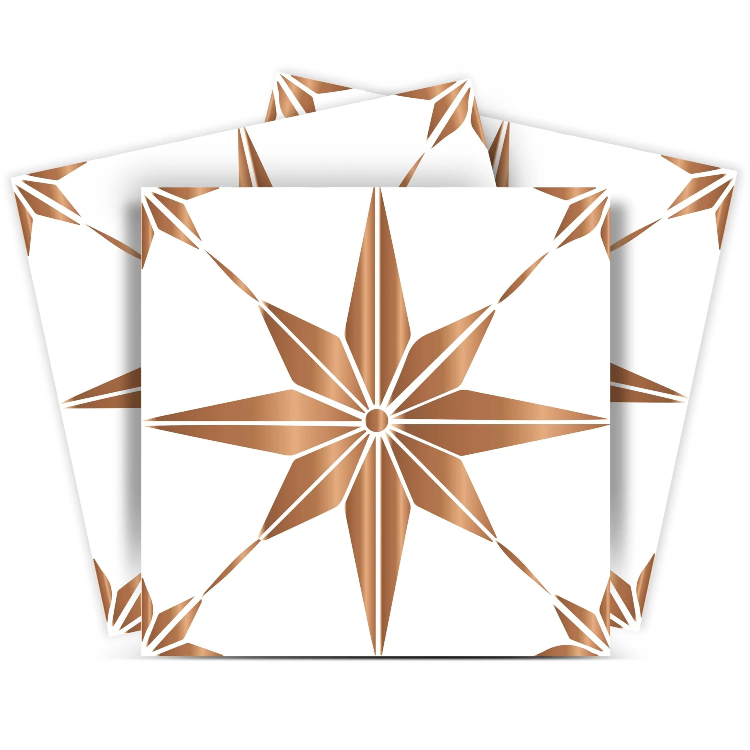 Mi Alma Talavera Peel and Stick Wall Tile Decals for Kitchen and Bathroom (Light Brown Star, 24 Pack, 4x4 in) mgl1x