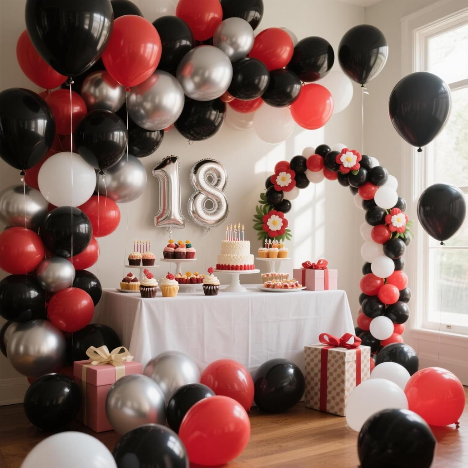 Party Decor Balloon Garland Arch Kit (Red, Black, White, 412 Pieces) fdnff