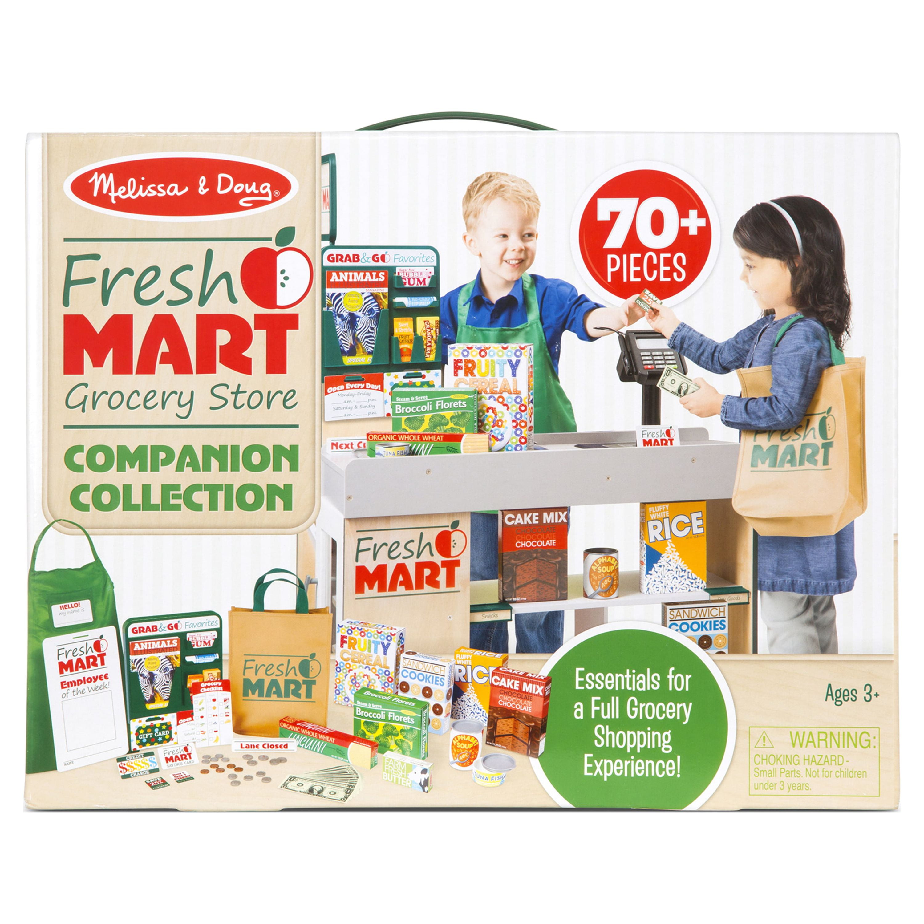 Melissa & Doug Fresh Mart Grocery Store Play Food and Role Play Companion Set (70 Pieces) i7u8b