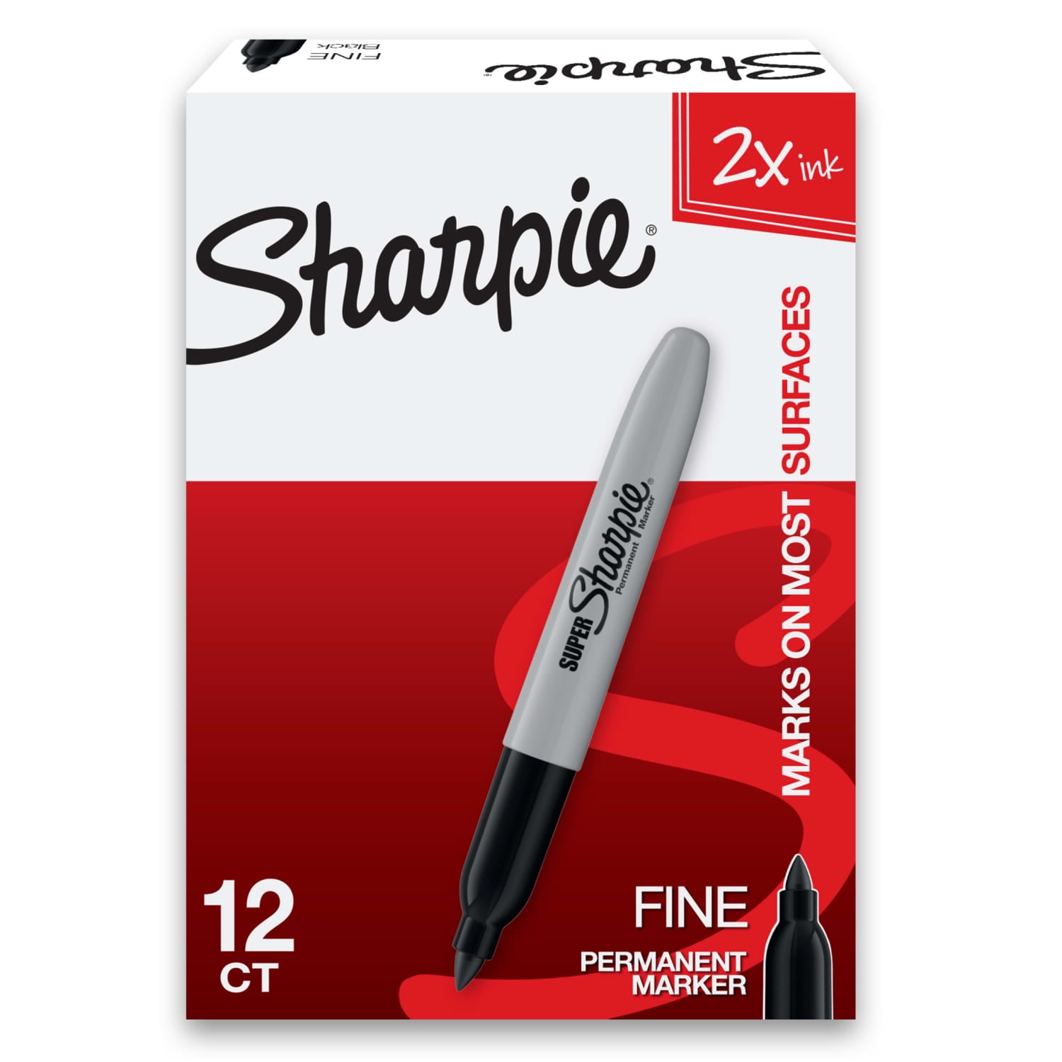 Sharpie Super Permanent Markers, Fine Point, Quick-drying Ink, (Black, 12 Count) jljma