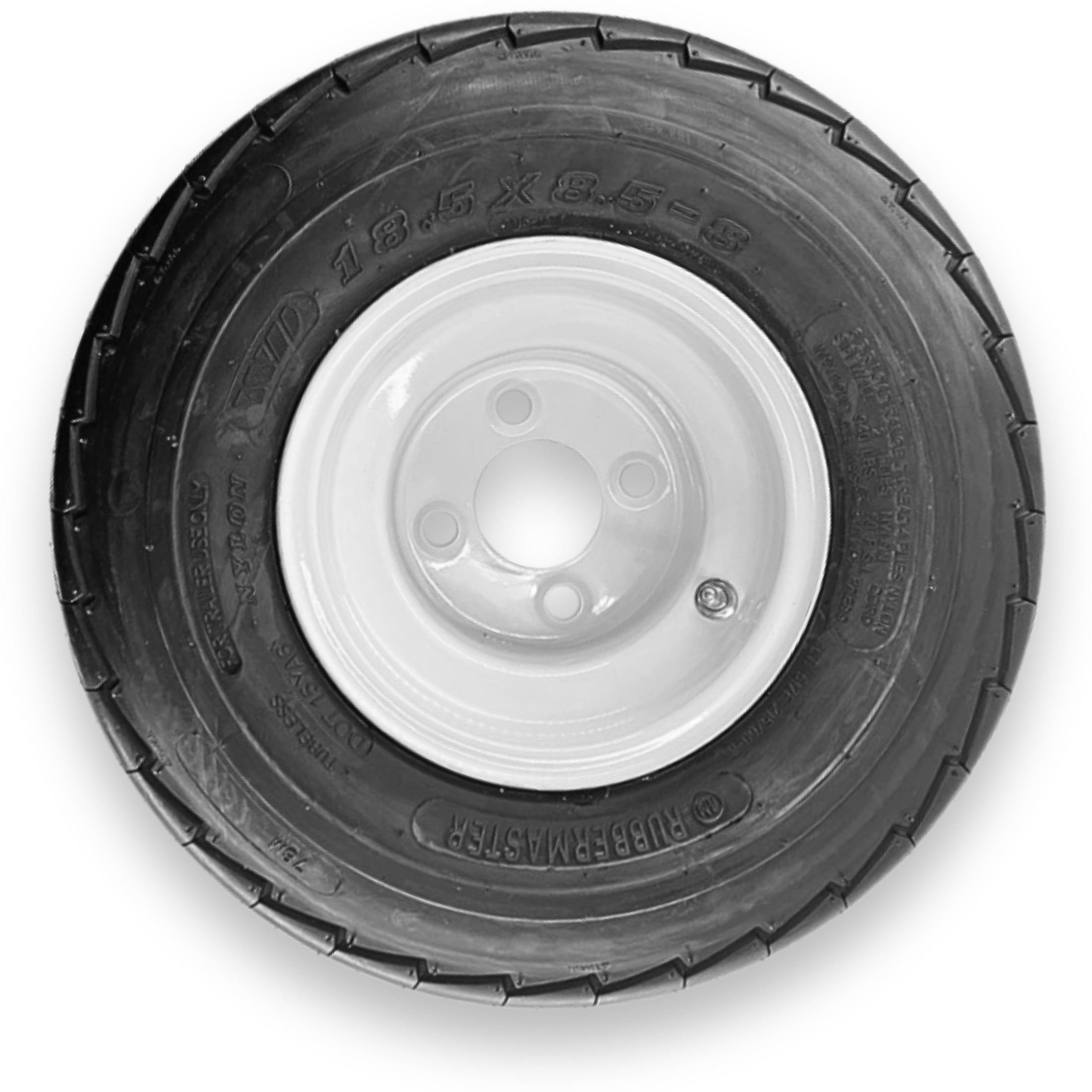 RubberMaster 18.5x8.50-8 Highway Rib Tire and Stamped Steel Rim Assembly (4 Ply, 4 on 4 Bolt Pattern) xg2i3