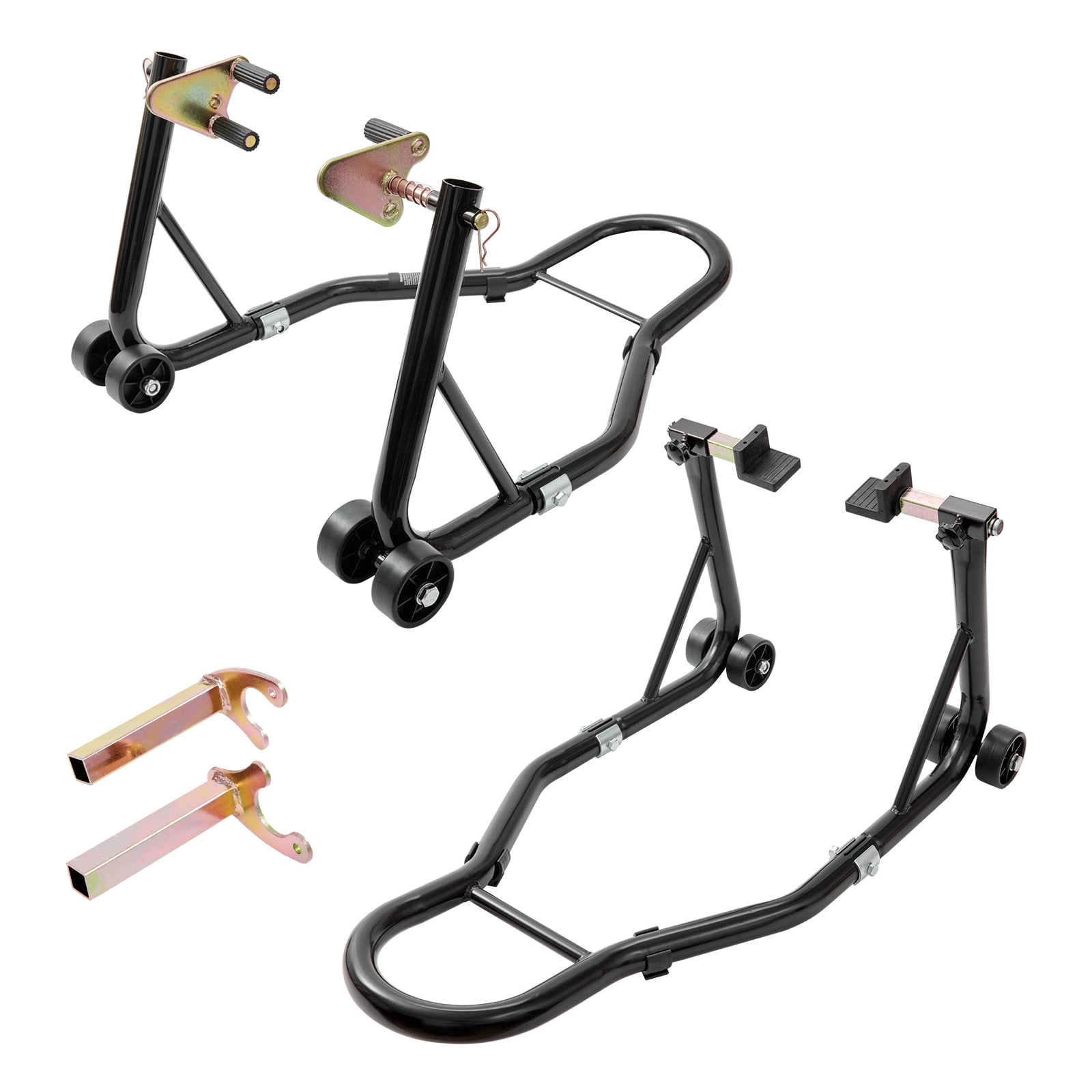 KFFKFF Motorcycle Front and Rear Paddock Stand Lift Set (Black, 850 lb Capacity) yl4aw
