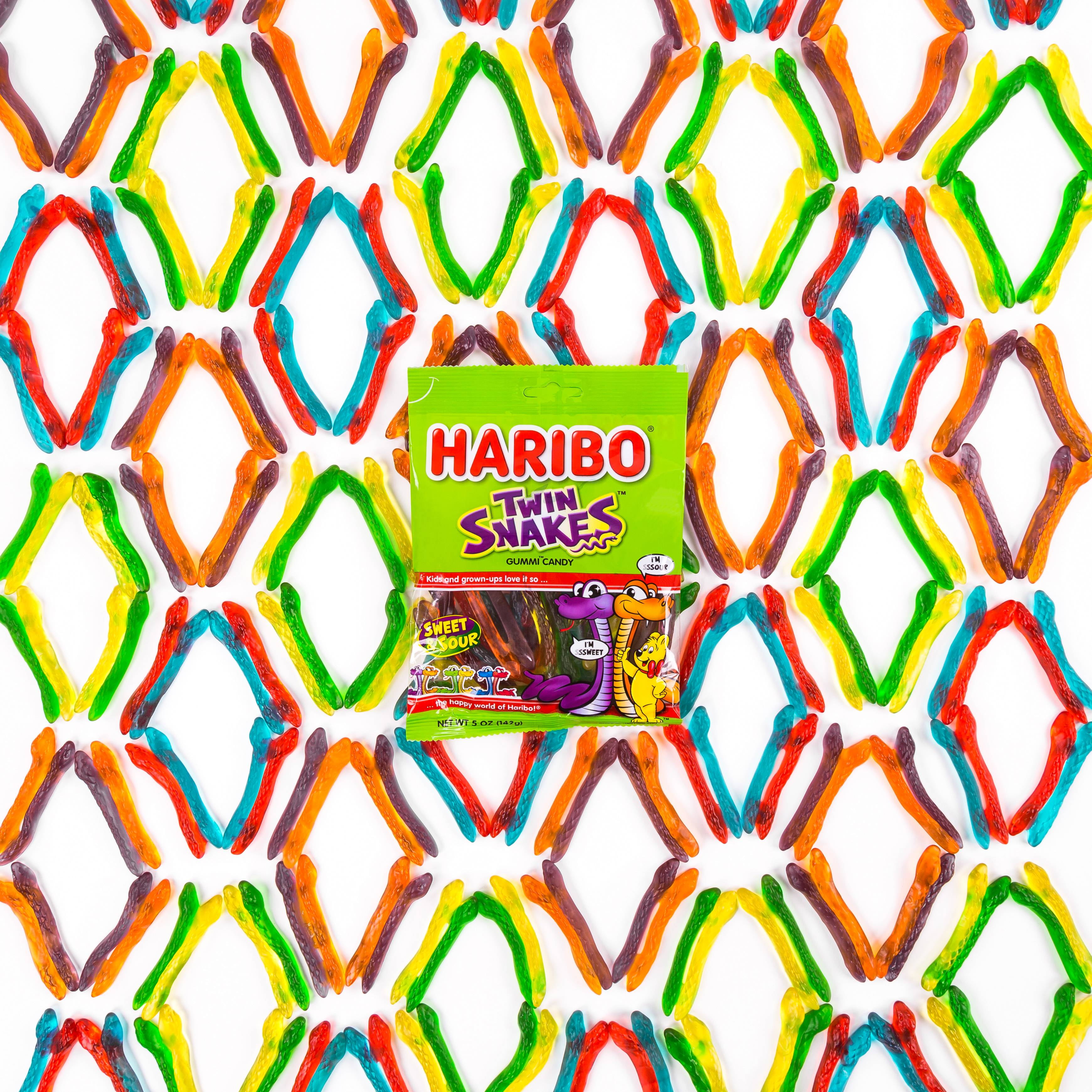 HARIBO Twin Snakes Gummies Sweet and Sour Assorted Fruit Flavors (8 oz) taqzf