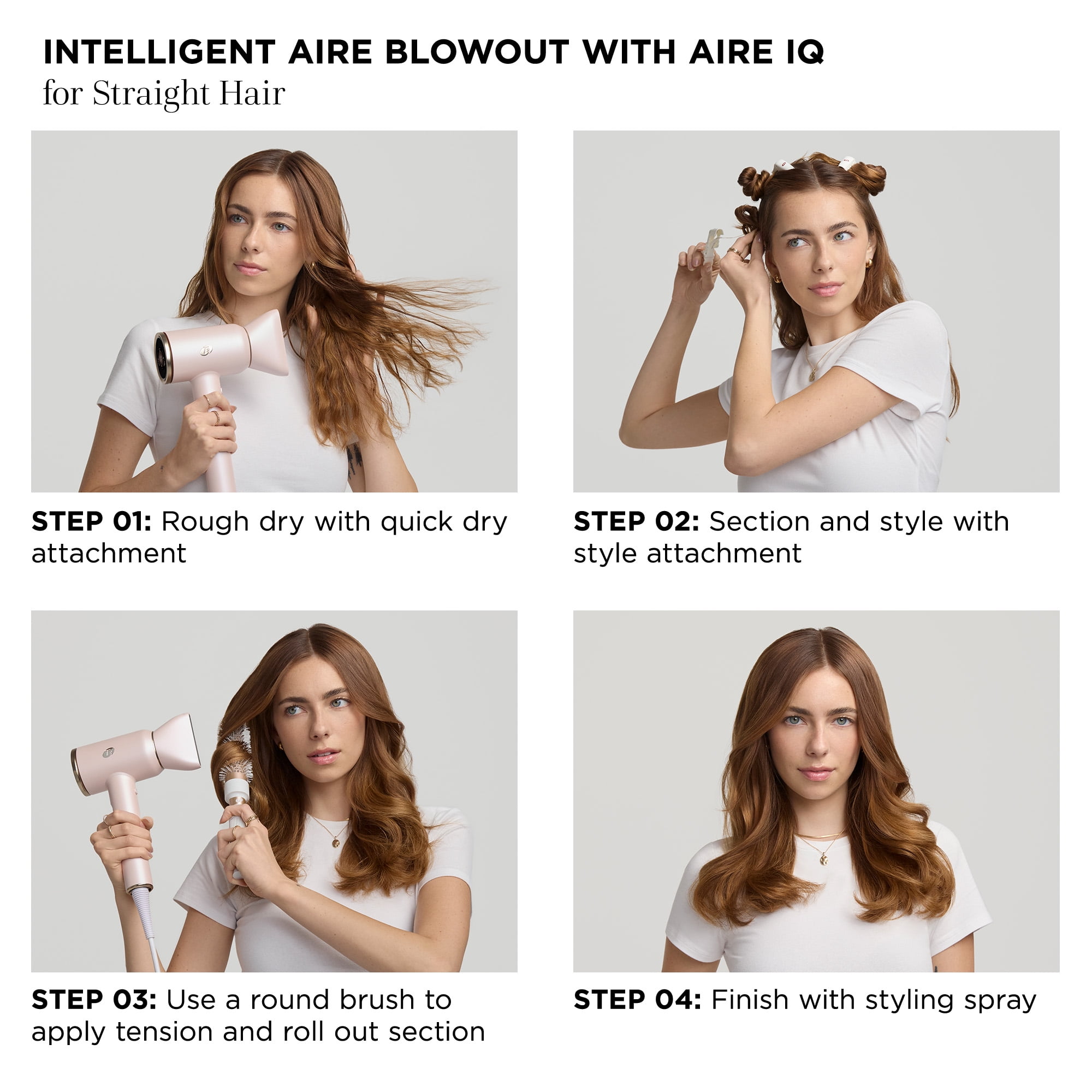 T3 Aire IQ Intelligent Hair Dryer with Heat ID Technology (Satin Blush, 1 Unit) ze5wj