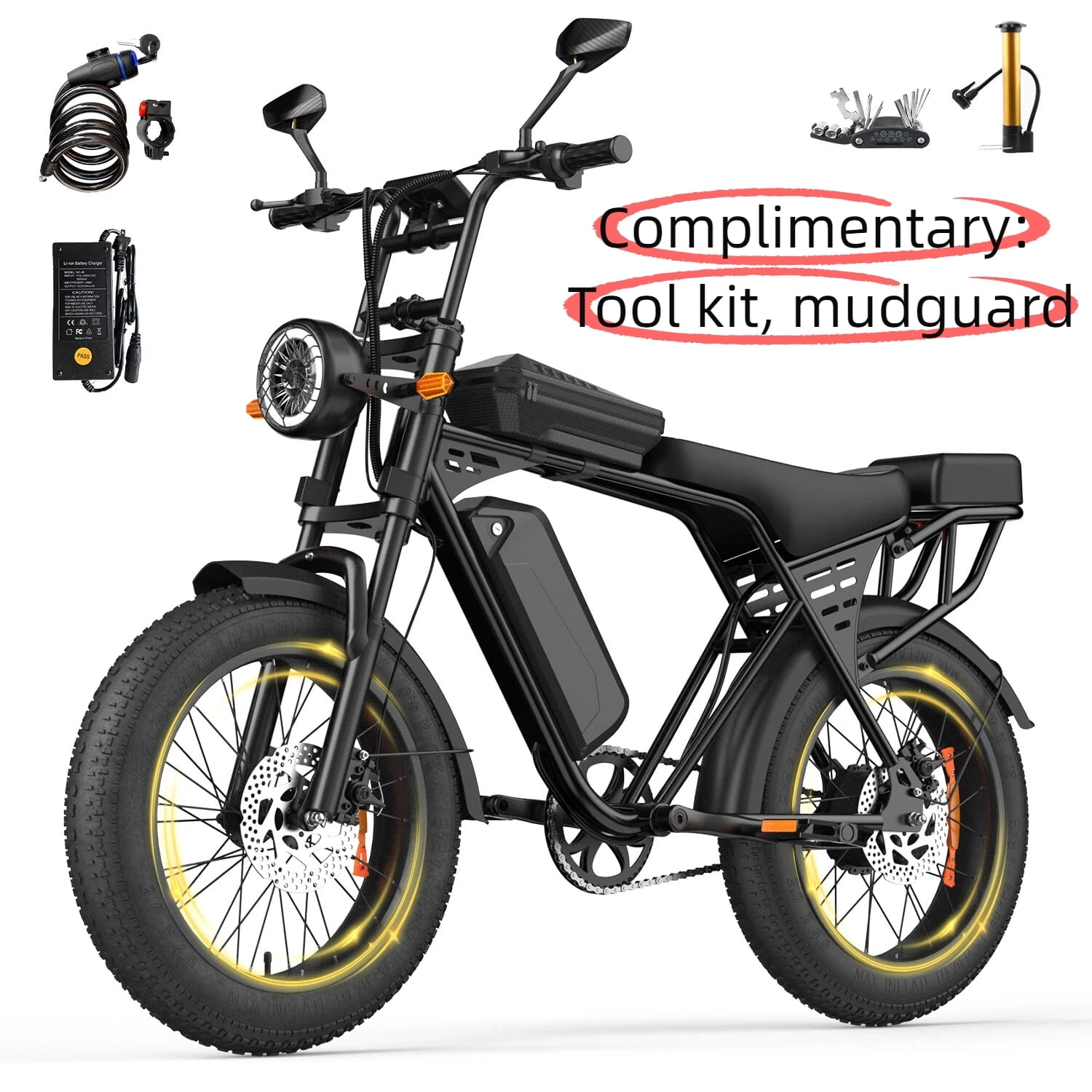 E-Bike Electric Bicycle 1500W Brushless Motor 28MPH Top Speed (Black, 485 lb) macs0
