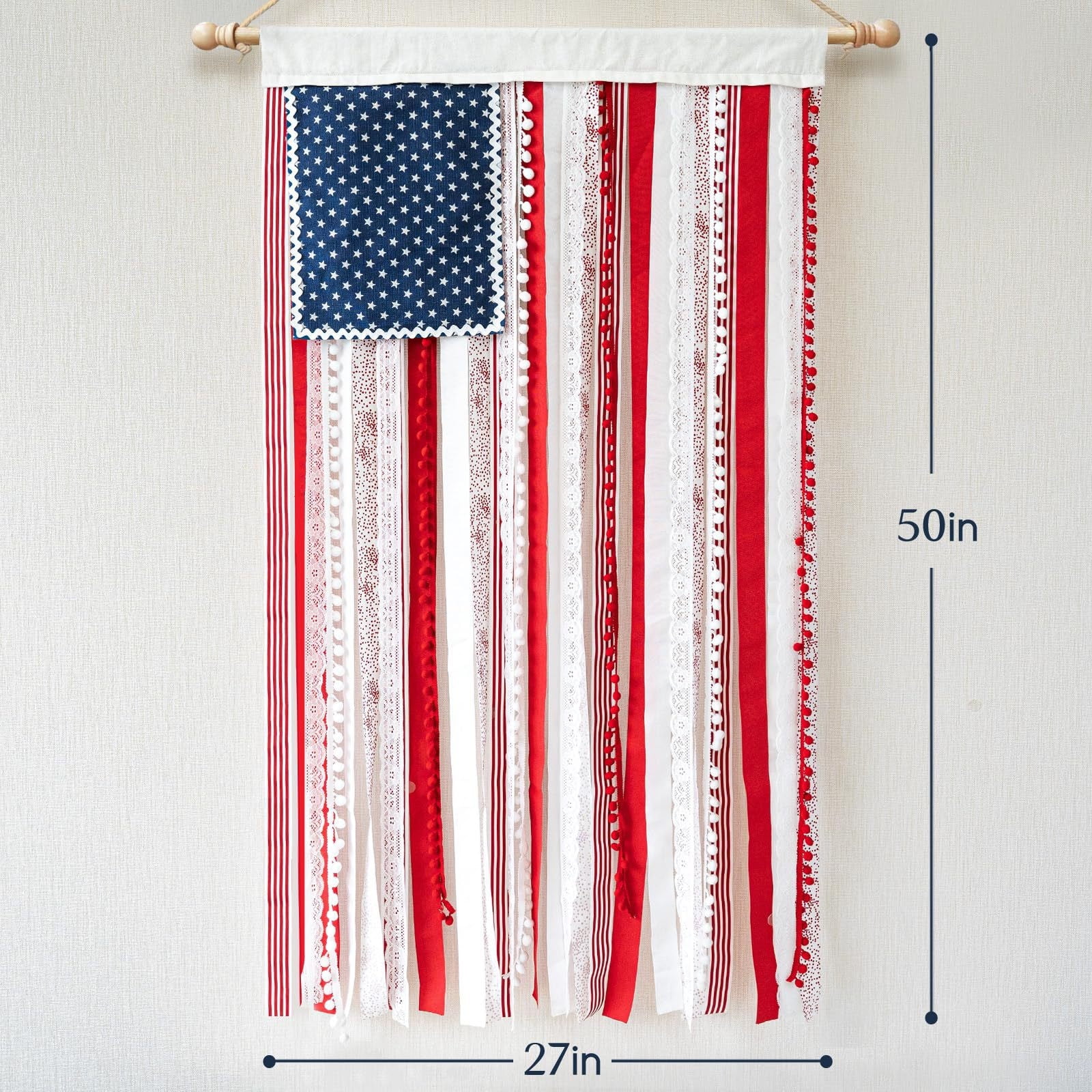 HAJAGP American Flag Rag Banner Rustic Independence Day Decor (Multicolor, 9.84 in x 6.69 in) bzl0z