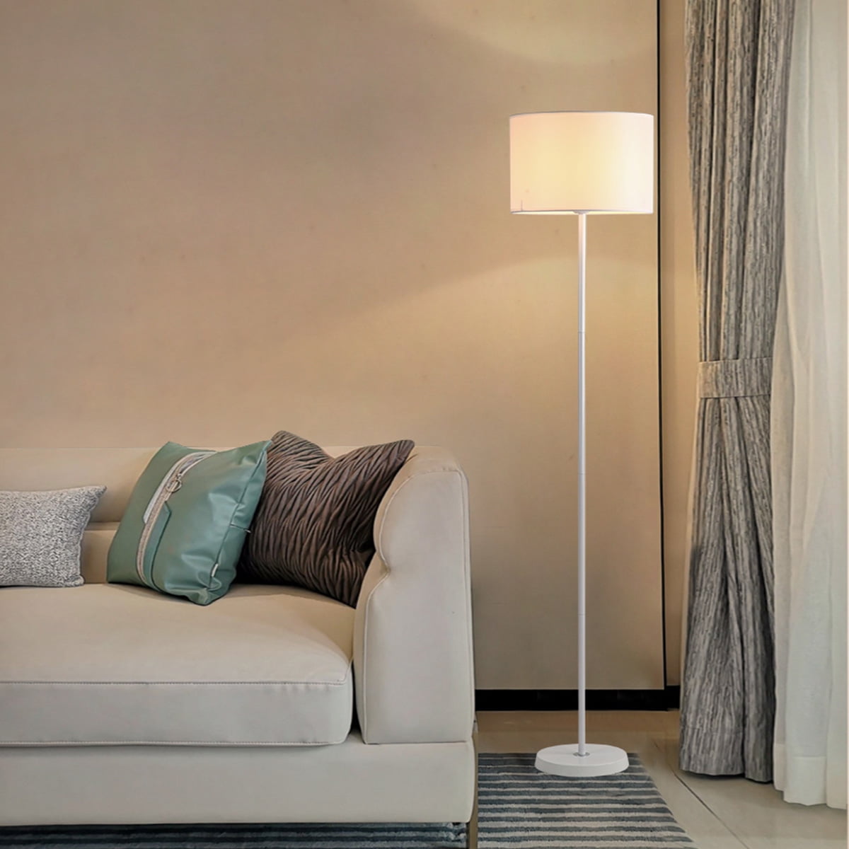 Susuzi 60 inch Adjustable LED Floor Lamp, Dimmable Standing Light for Living Room and Bedroom (White, 60 in) q09p7
