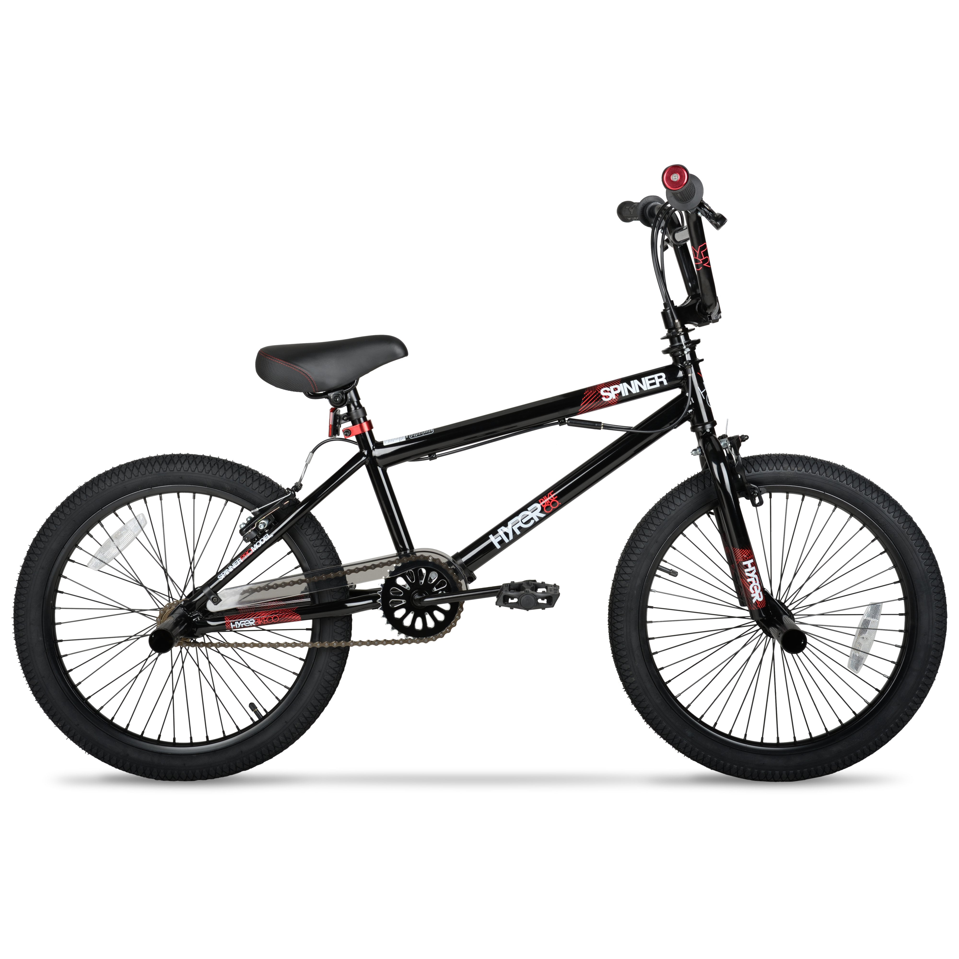 Hyper Bicycles 20 in Spinner BMX Bike, Durable Steel Frame with Pegs (Black, 20 in) 8985v