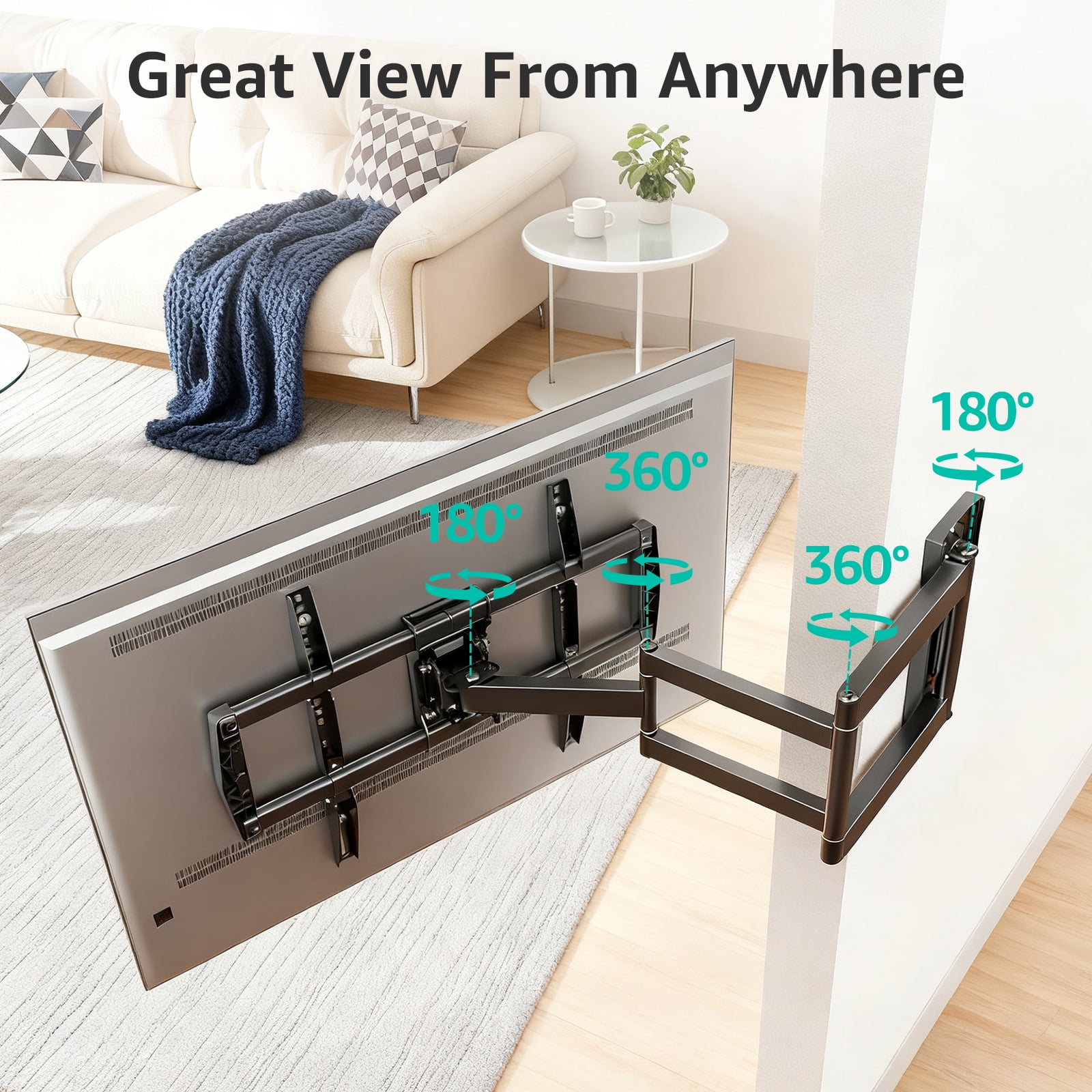Mount Pro Full Motion TV Wall Mount, Long Arm Articulating Bracket for 42-75 Inch TVs (Black, 99 lb) pbz17