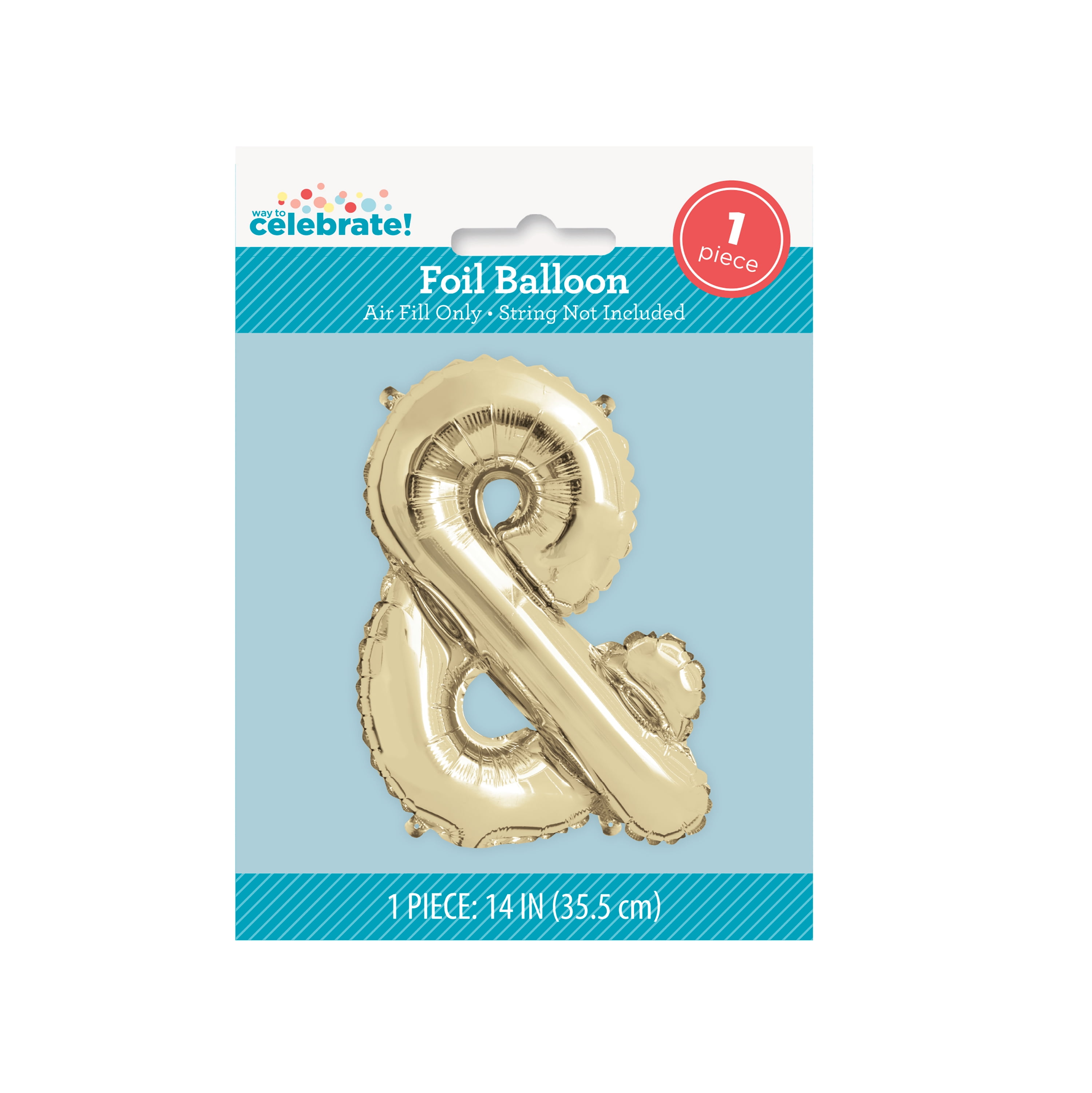 Way To Celebrate Foil Ampersand Balloon, Gold Party Decoration (14 in) i0het