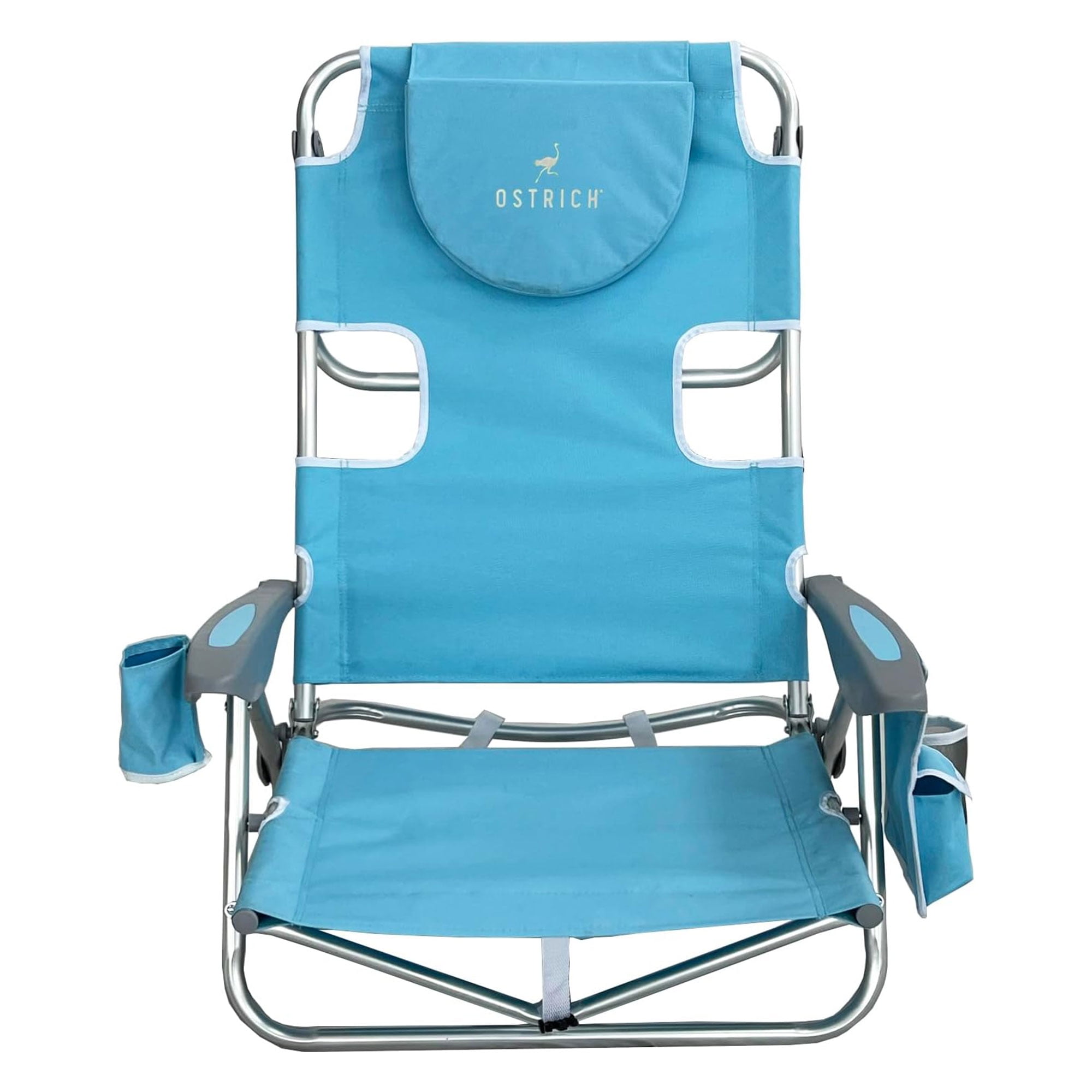 Ostrich Deluxe Backpacker Portable Beach Chair with Insulated Cooler Bag (Light Blue, 27.76 x 3.74 x 33.86 in) bt69j