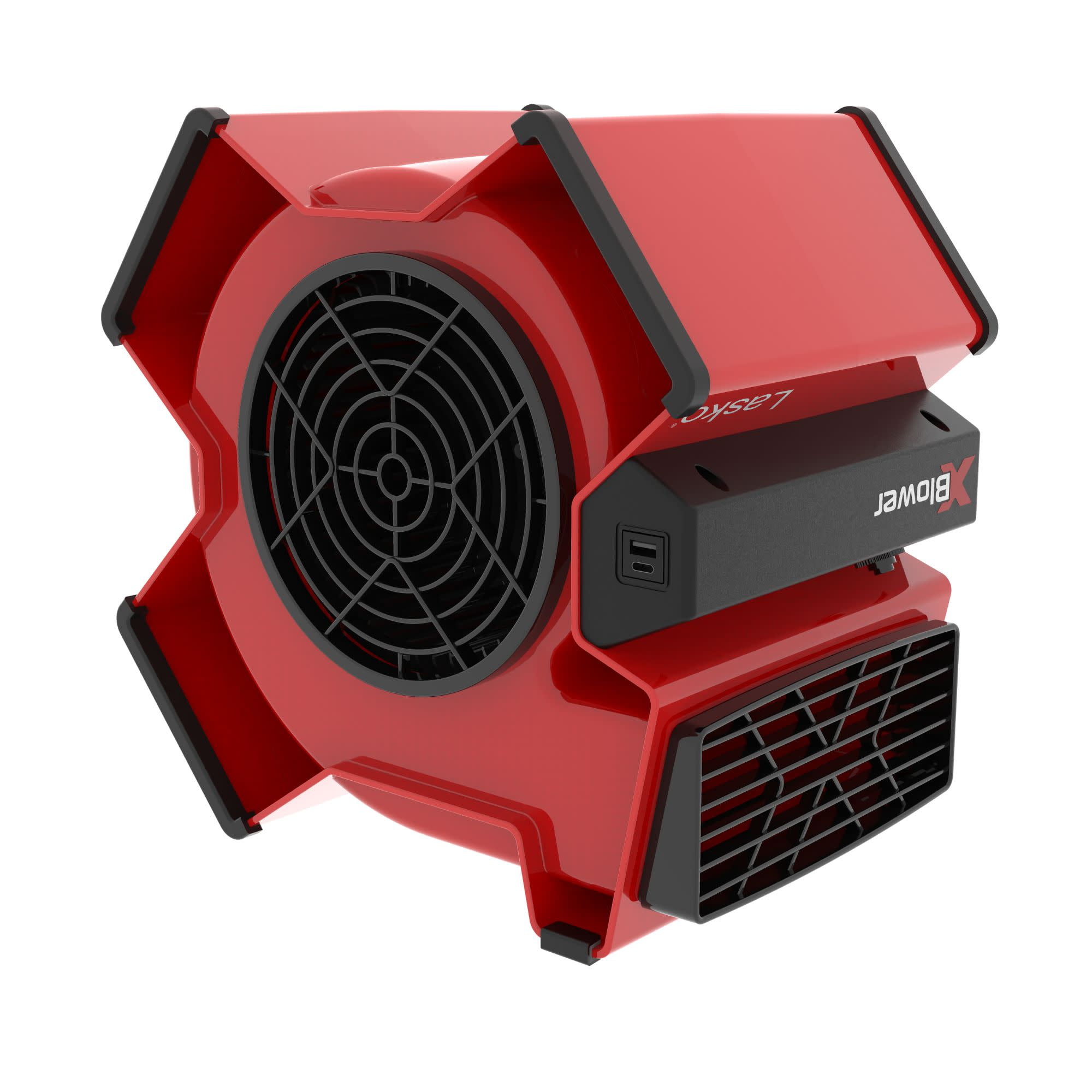 Lasko X-Blower 11 in High Velocity Utility Fan with USB Ports and Power Outlet (Red, 11 in) hkx2j