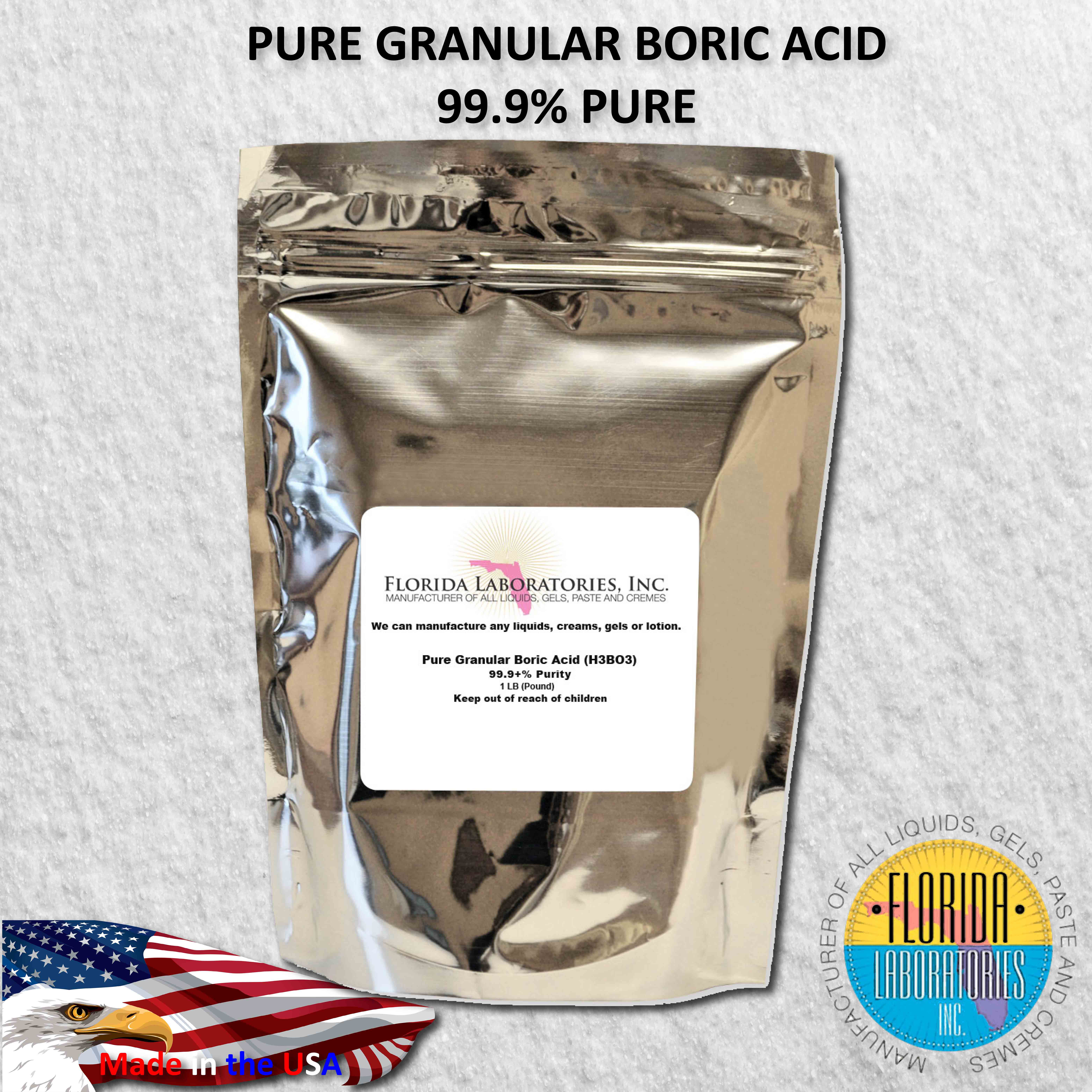 Florida Laboratories Boric Acid Fine Granular Powder (White, 1 lb) bim0z
