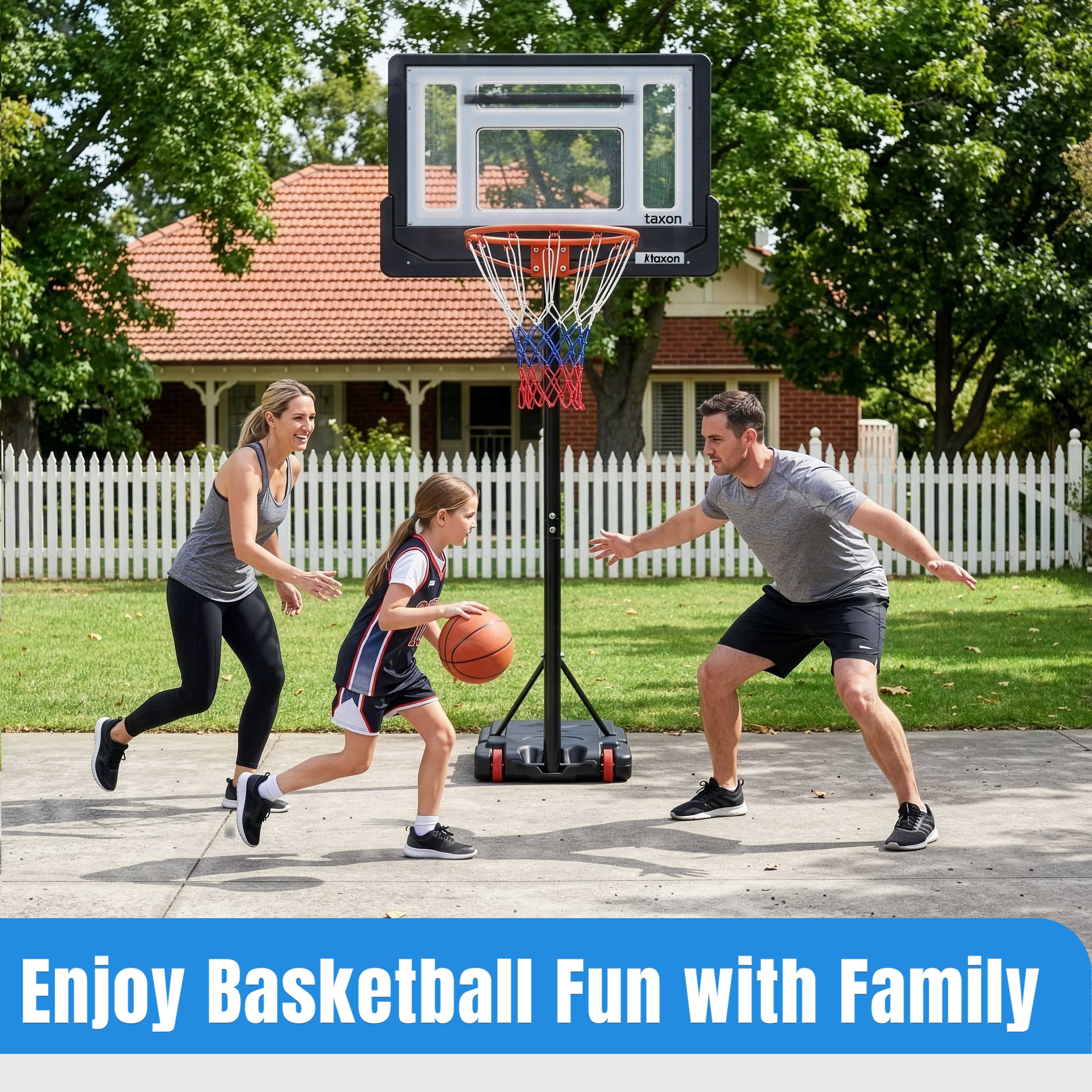 Ktaxon Portable Basketball Hoop System, Adjustable Height Basketball Goal for Indoor and Outdoor Play (Black, 6.5-8 ft) r71d7