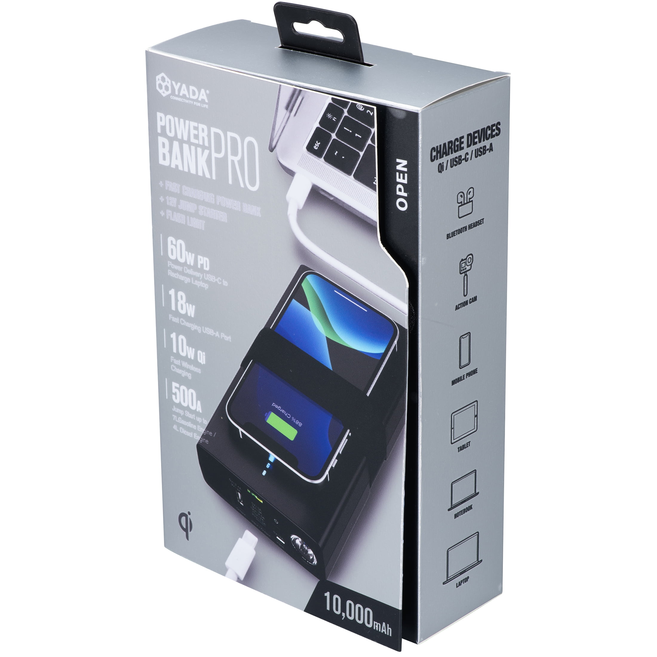YADA Power Bank Pro Car Battery Jump Starter and Portable Charger (Black, 10000 mAh) vtajg