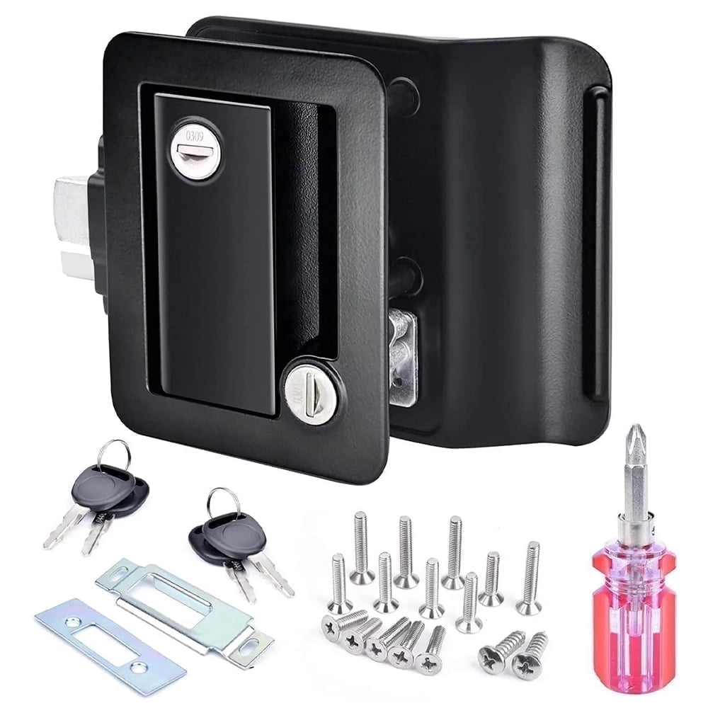 B4B BANG 4 BUCK RV Entry Door Lock with Paddle Deadbolt (Black, 1.25 in to 1.5 in Door Thickness) x4vzm