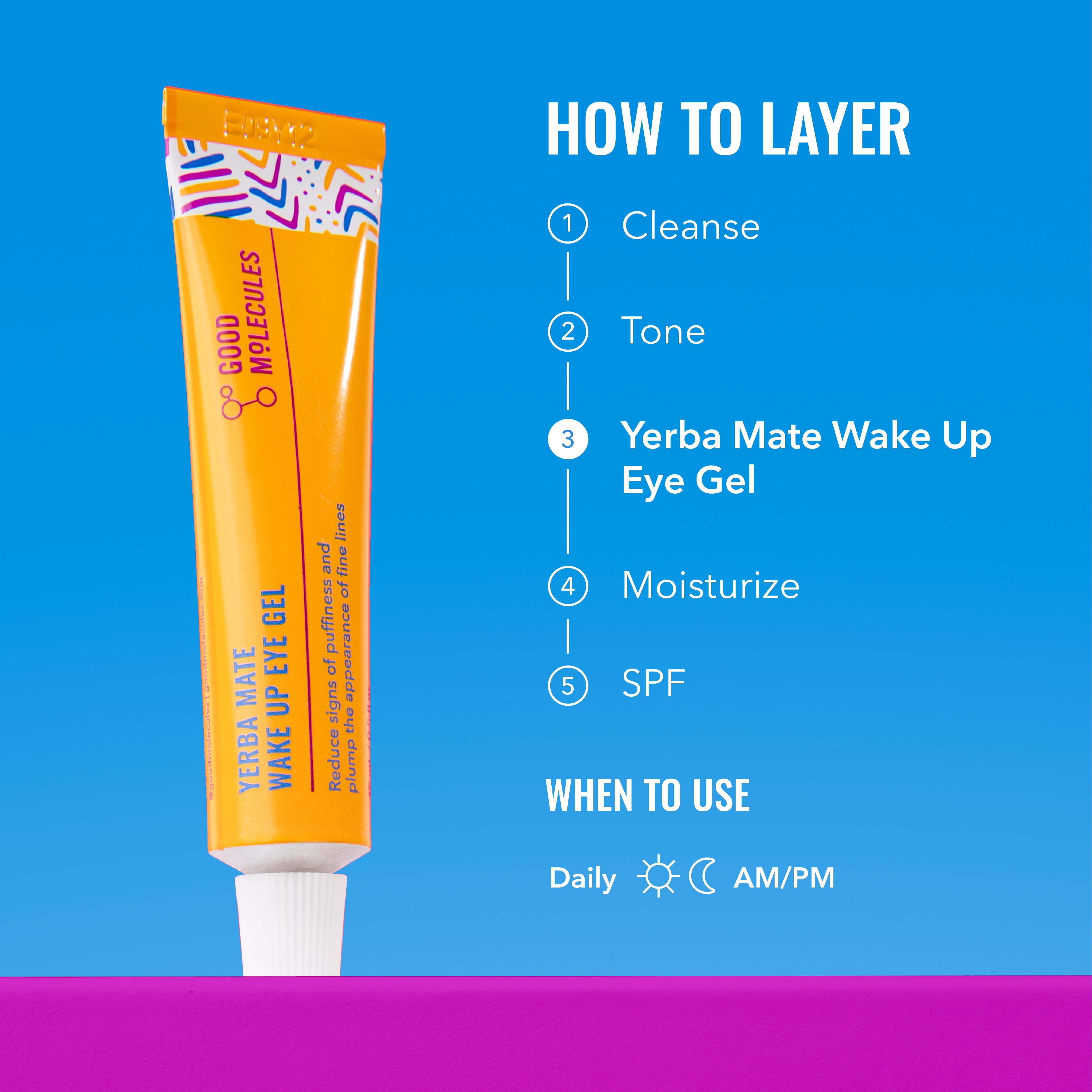 Good Molecules Yerba Mate Wake Up Eye Gel, Hydrating Caffeine Treatment for Dark Circles and Puffiness (0.5 fl oz) efp9s