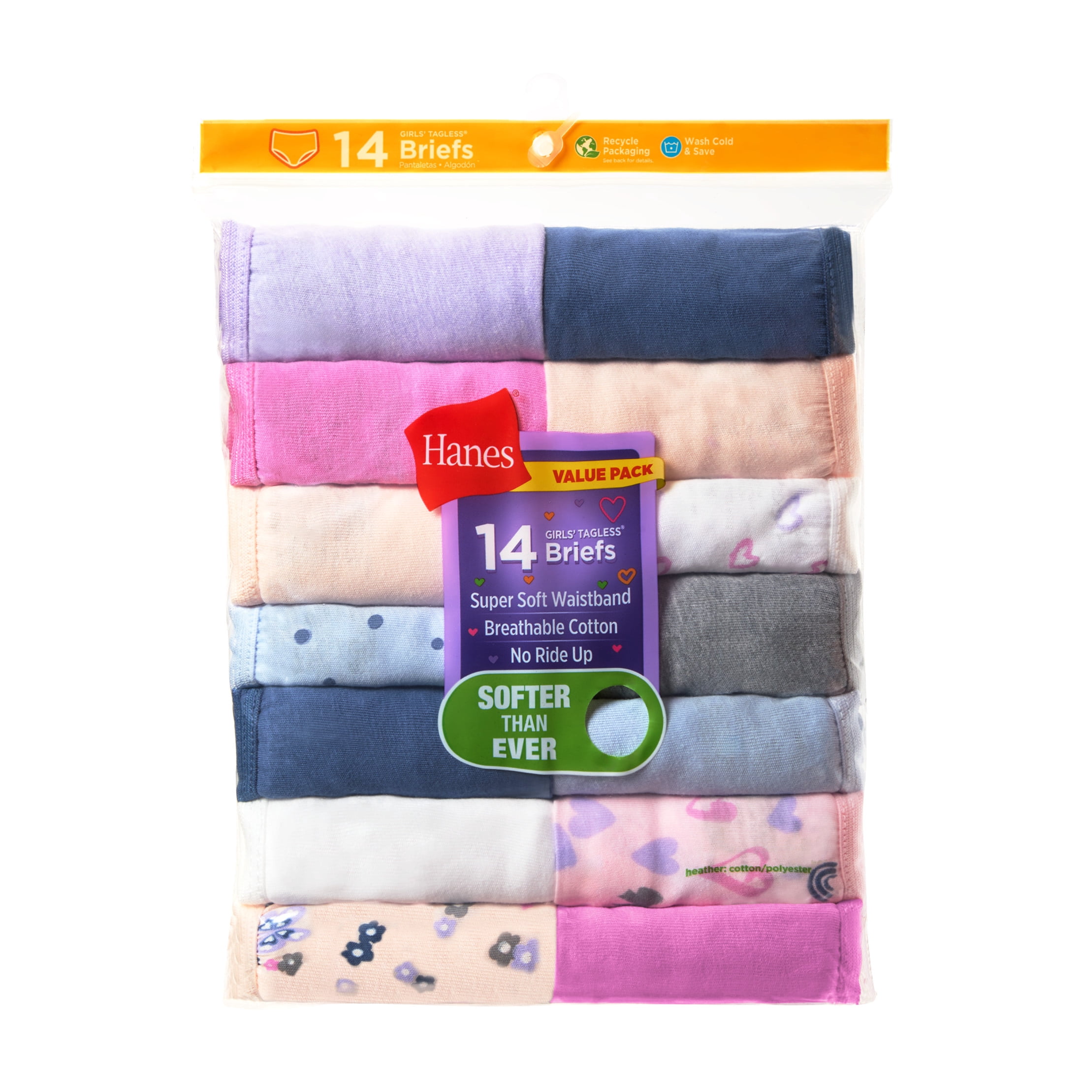 Hanes Girls Cotton Brief Underwear (Assorted Colors, 14-Pack) te19u - Image 2