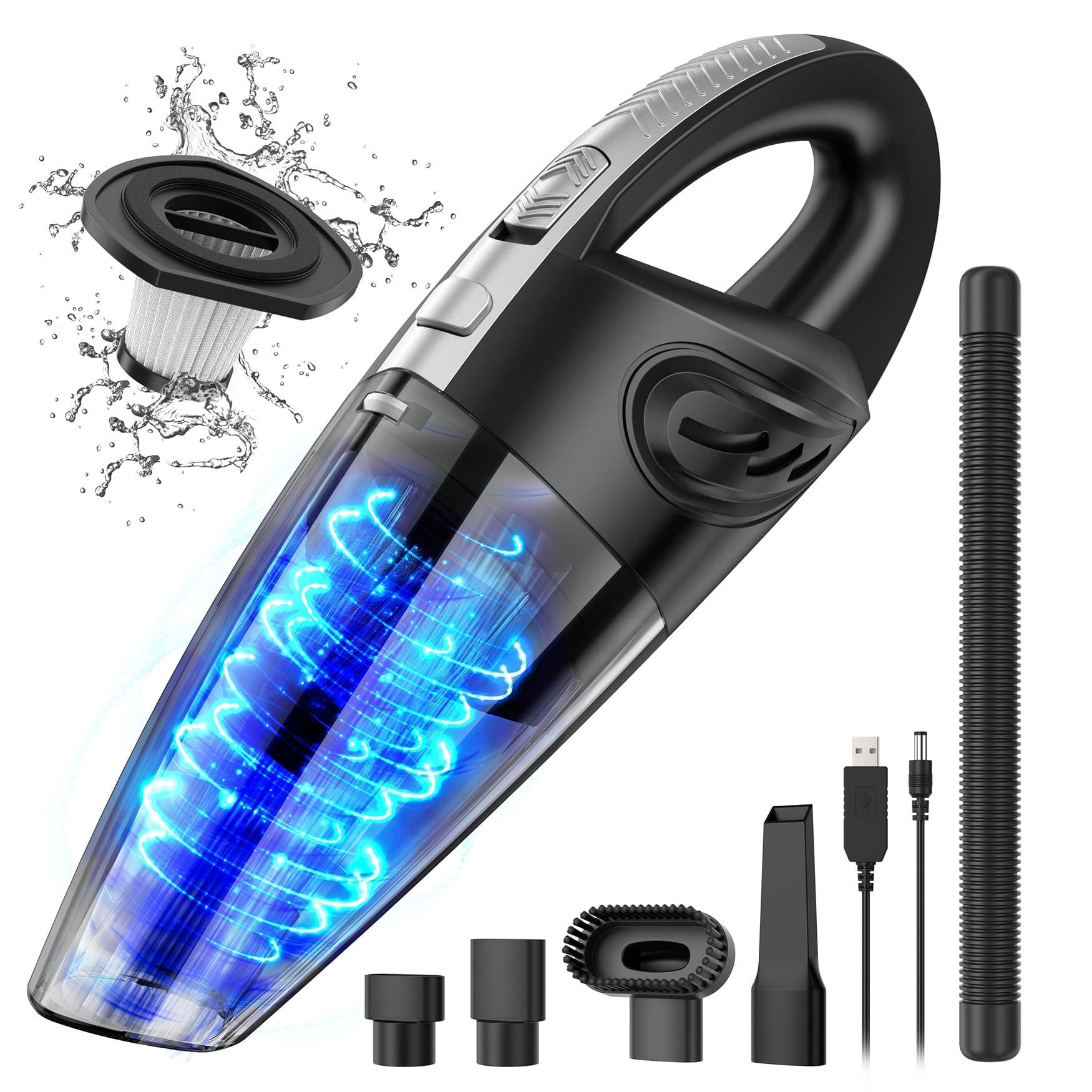 Juyafio Cordless Handheld Vacuum Cleaner with 10000PA Suction, Portable Rechargeable Design for Car and Home (Blue) qvyag