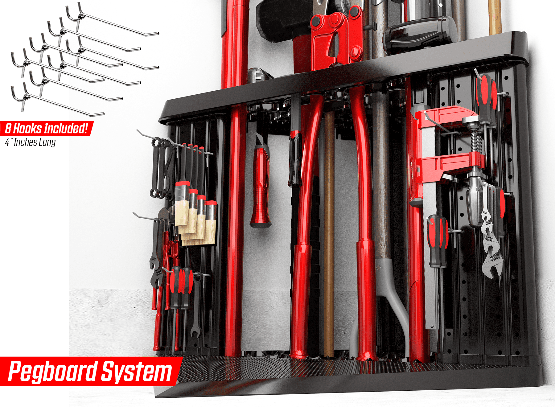 PeerBasics Garage Tool Organizer Rack with 40-Tool Storage Capacity (Black, 21 in x 21 in x 21.25 in) 4rasl